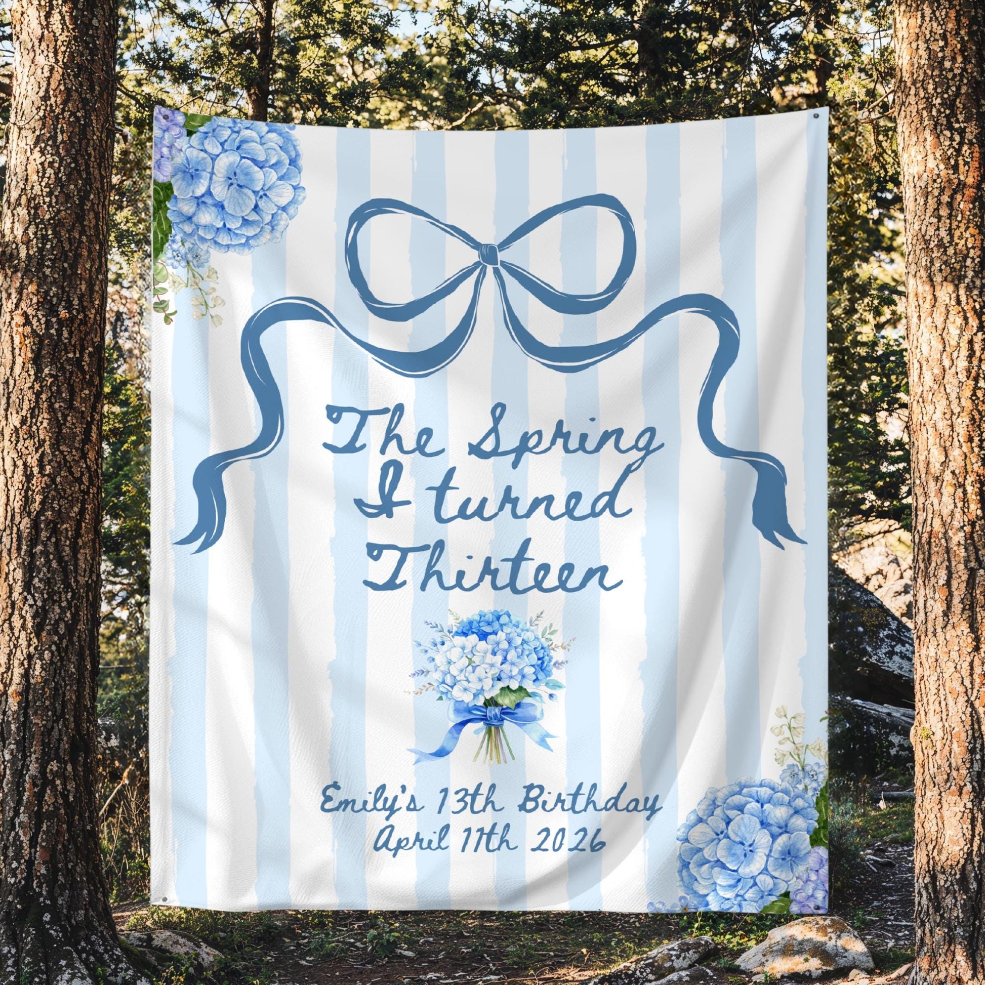 The Spring I turned Birthday Banner Any Age Custom Party Sign Spring Birthday Decor Photo Backdrop Teen Girl Party Supplies Welcome Sign