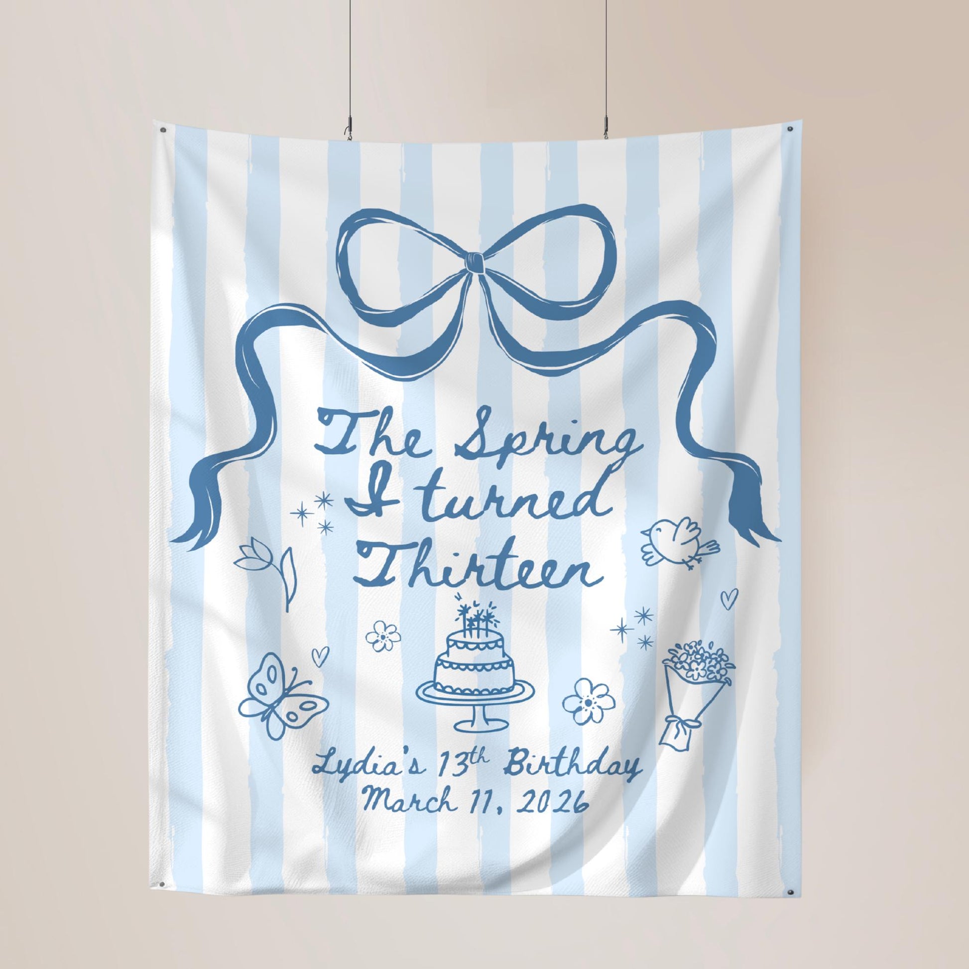 The Spring I turned Birthday Banner Any Age Custom Party Sign Spring Birthday Decor Photo Backdrop Teen Girl Party Supplies Welcome Sign