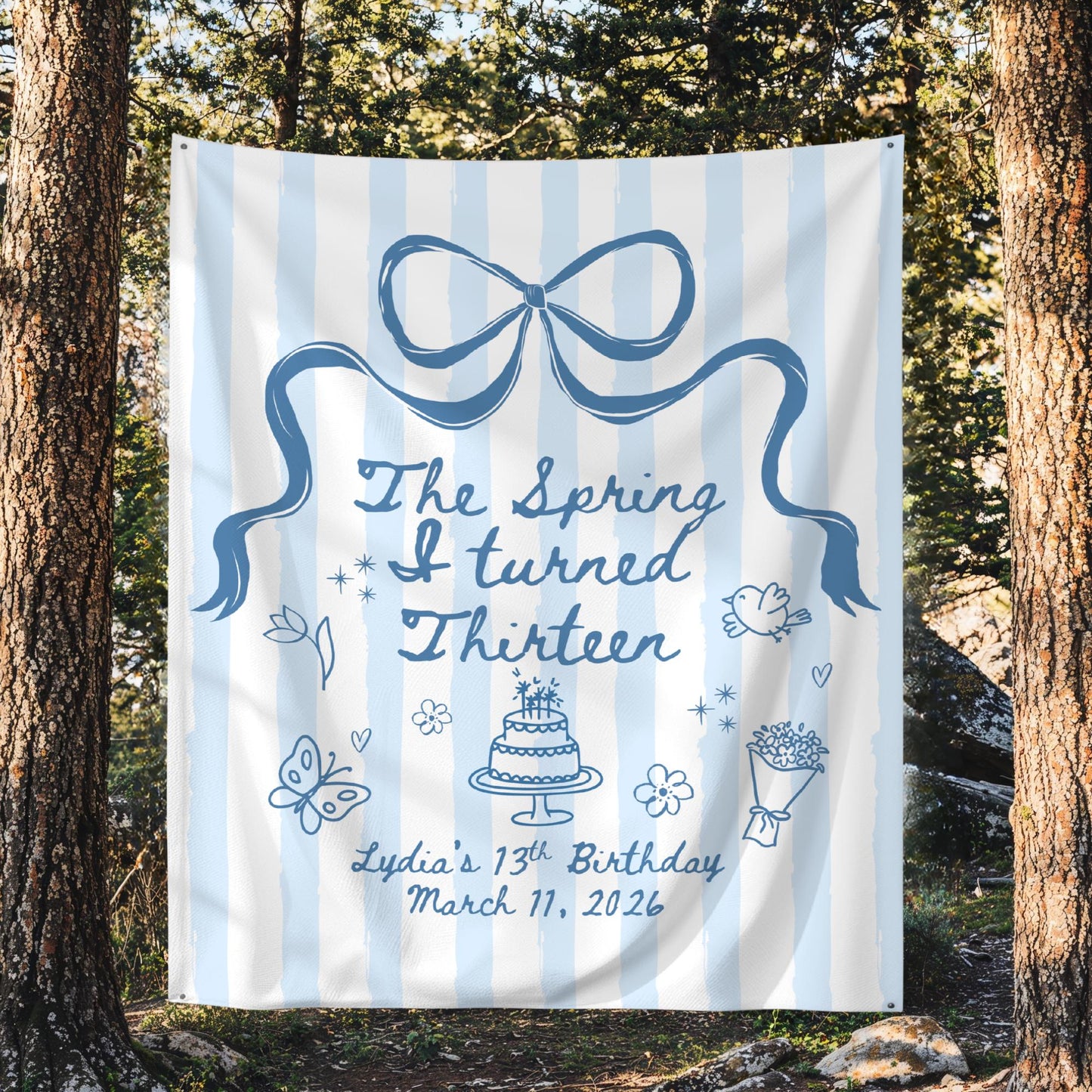 The Spring I turned Birthday Banner Any Age Custom Party Sign Spring Birthday Decor Photo Backdrop Teen Girl Party Supplies Welcome Sign