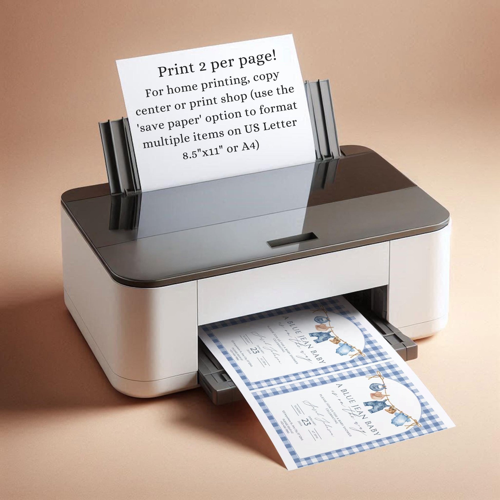 Blue Jean Baby Shower Invitation Blue Gingham Baby Sprinkle Invite Denim Baby Shower Cowboy Baby Shower Editable Baby Shower Invitation