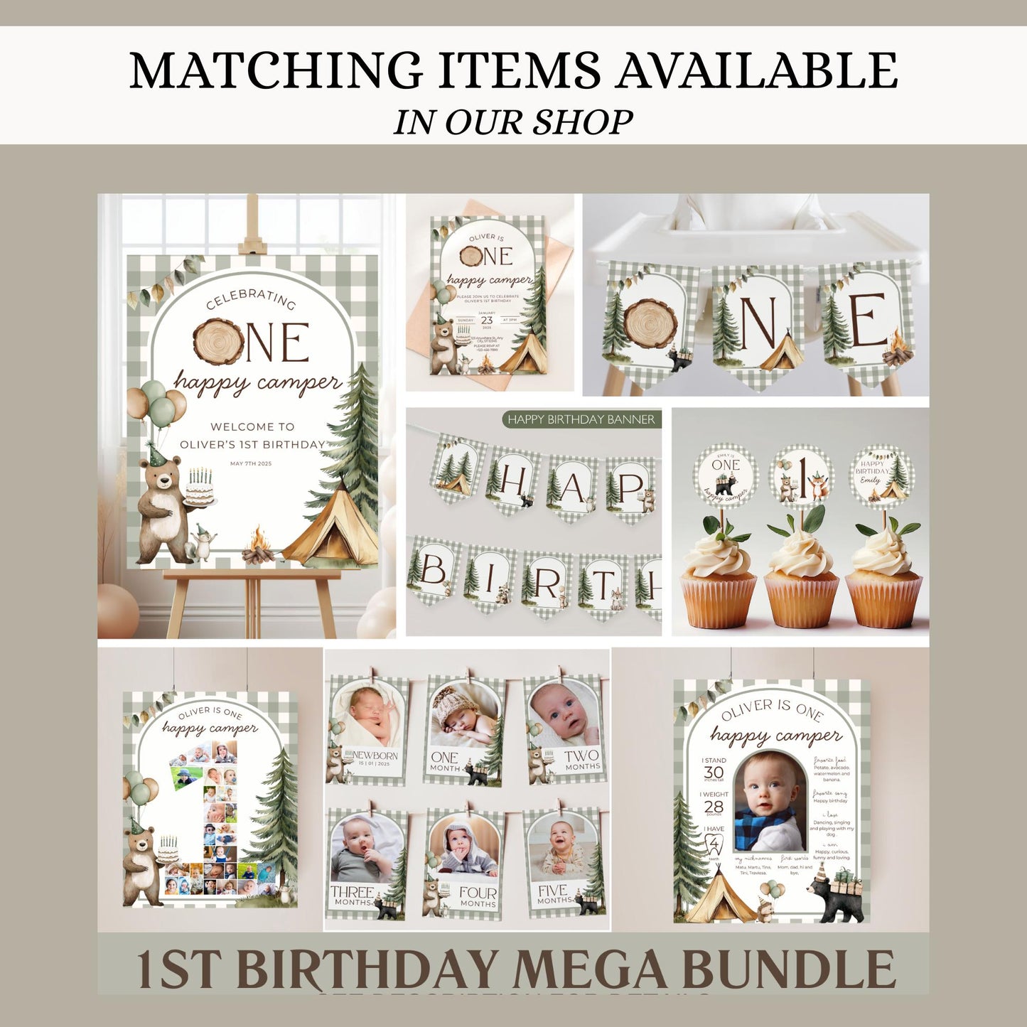 One Happy Camper Birthday Shirt Camping 1st Birthday Outfit for birthday photos Happy Camper 1st Birthday Match Family Shirt