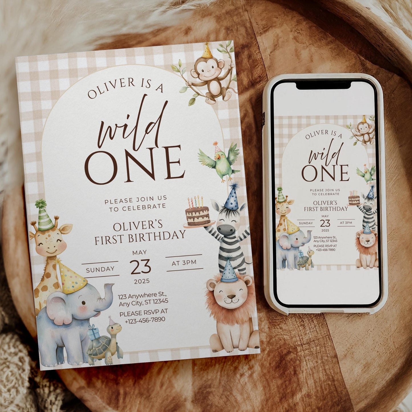 Wild One Birthday Invitation Safari Animal Birthday Invitation 1st Birthday Invite Zoo First Birthday Jungle Party Calling all party animals