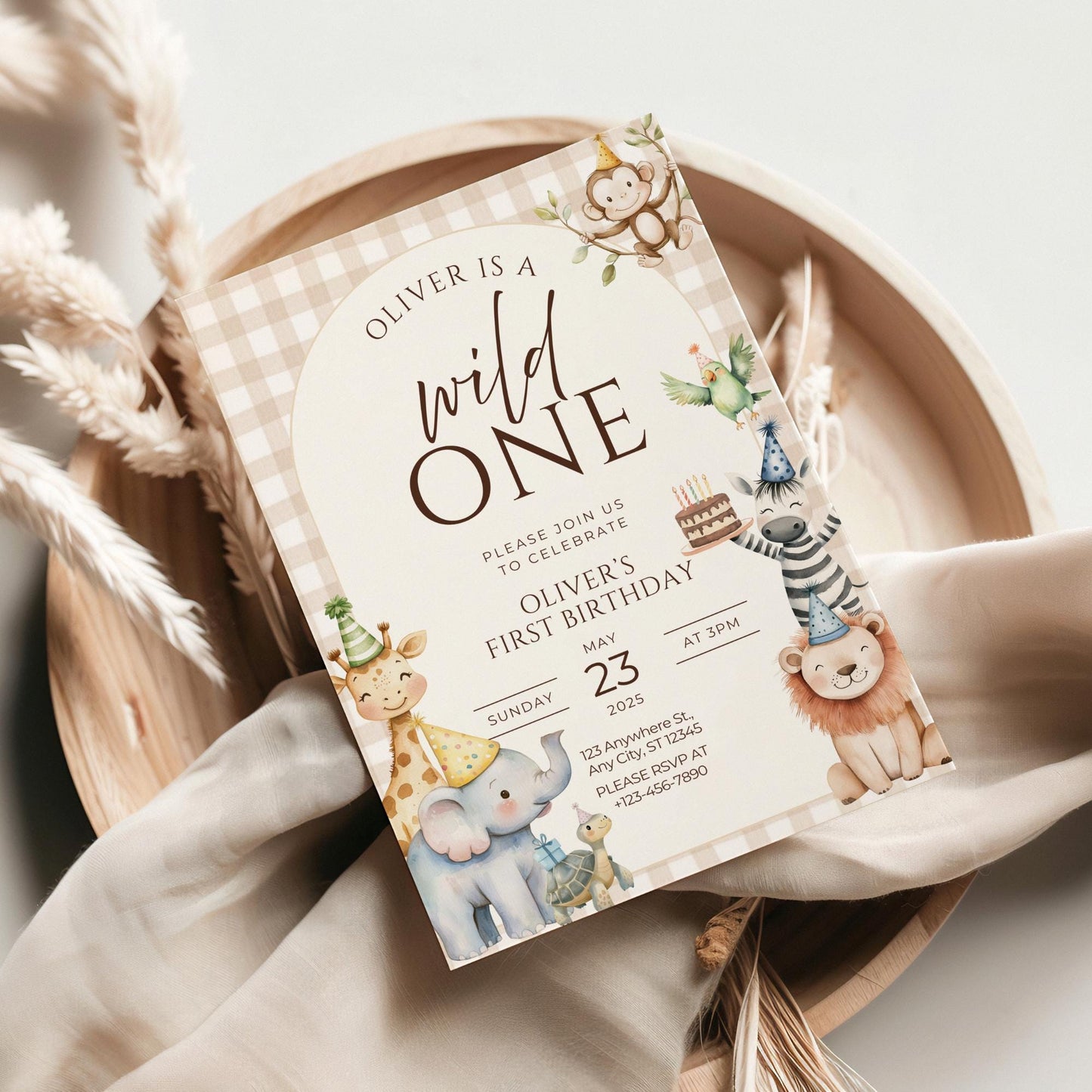 Wild One Birthday Invitation Safari Animal Birthday Invitation 1st Birthday Invite Zoo First Birthday Jungle Party Calling all party animals