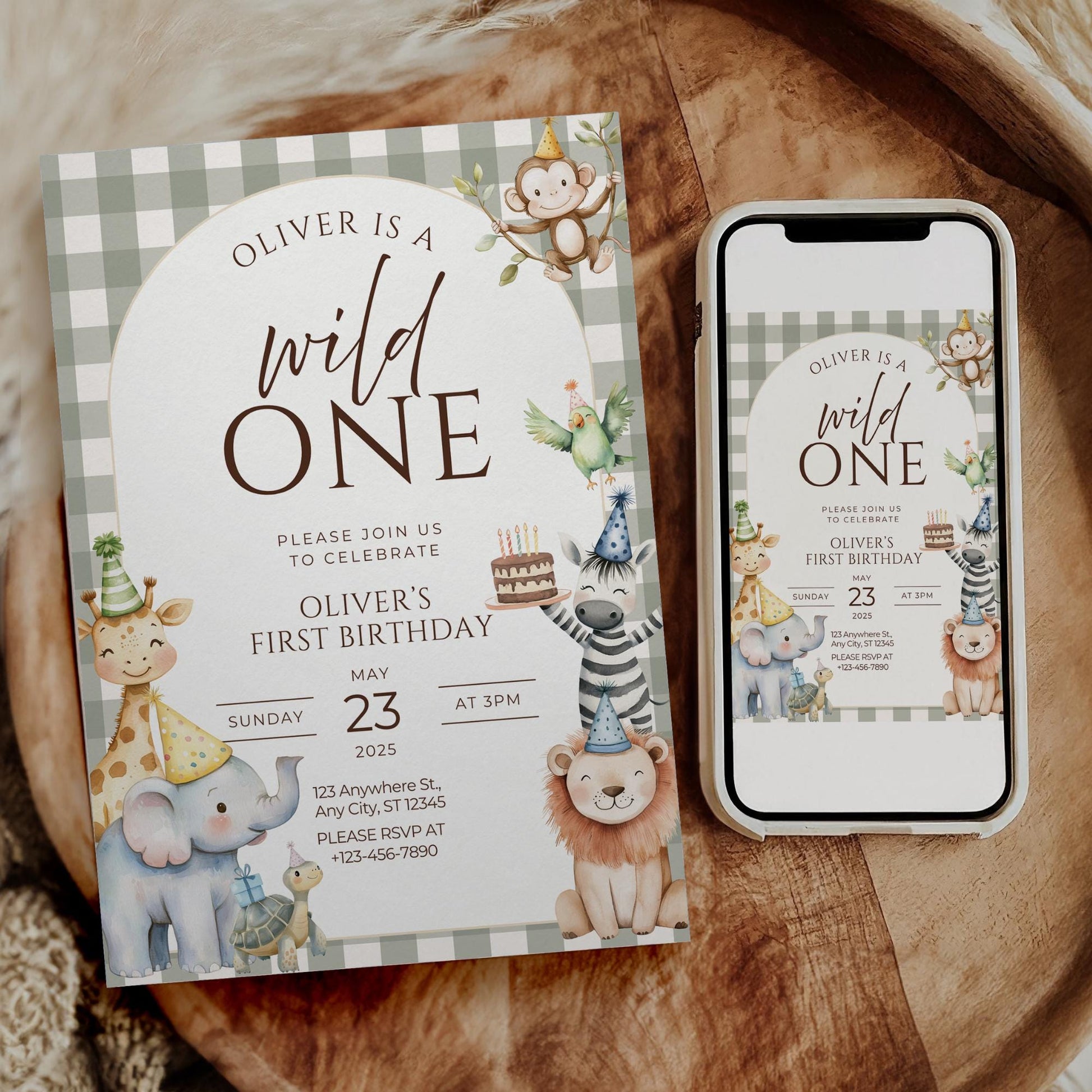 Wild One Birthday Invitation Safari Animal Birthday Invitation 1st Birthday Invite Zoo First Birthday Jungle Party Calling all party animals
