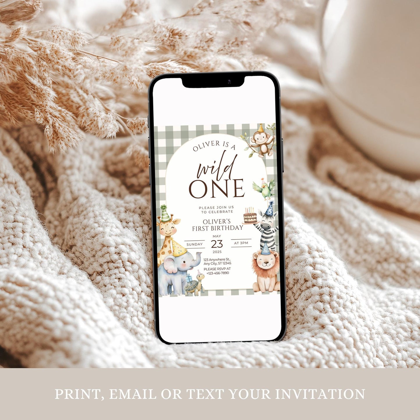 Wild One Birthday Invitation Safari Animal Birthday Invitation 1st Birthday Invite Zoo First Birthday Jungle Party Calling all party animals