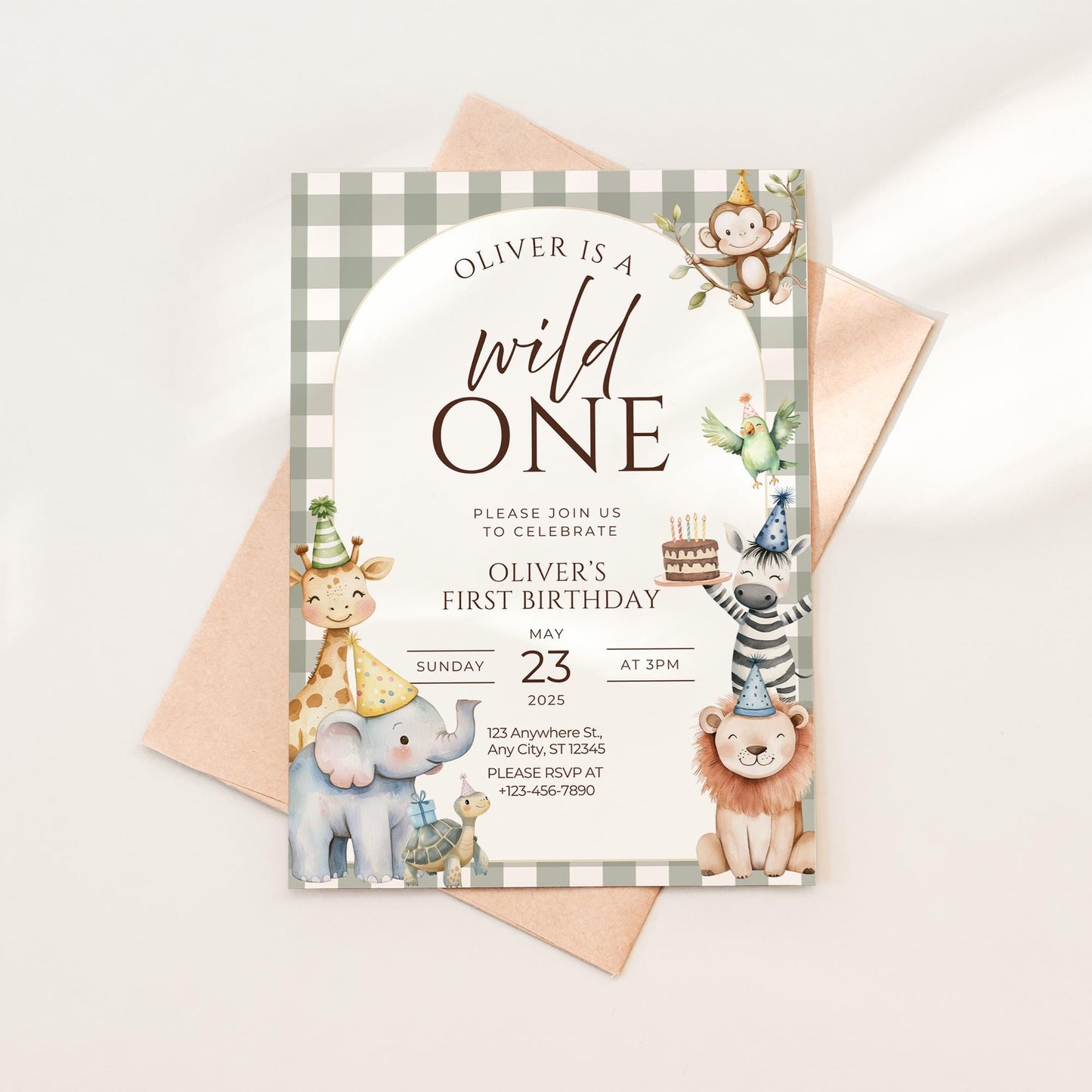 Wild One Birthday Invitation Safari Animal Birthday Invitation 1st Birthday Invite Zoo First Birthday Jungle Party Calling all party animals