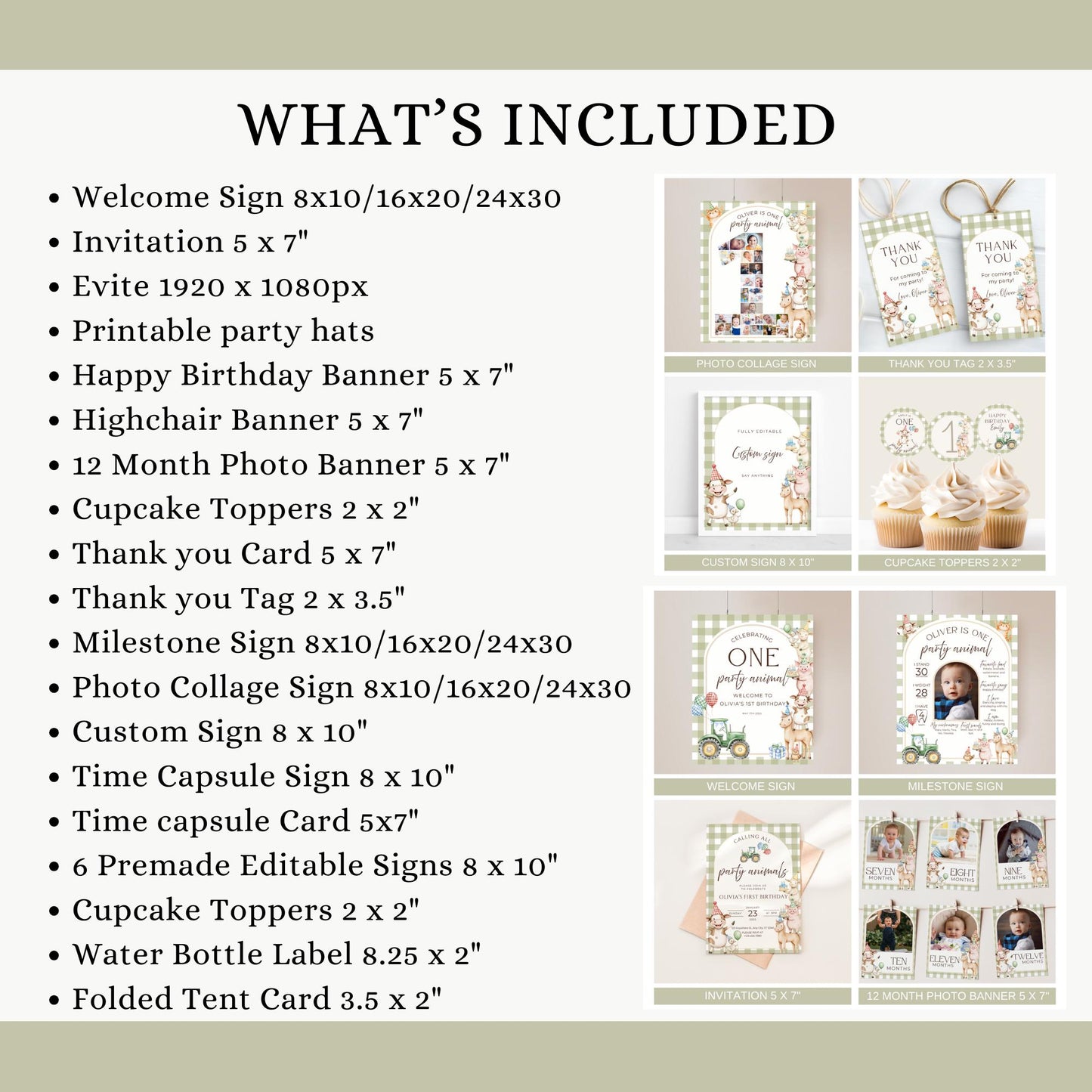 Farm Birthday Invite Barnyard First Birthday Party Decor Party Animals 1st Birthday Bundle Farm Animal Theme Party Country Birthday Decor