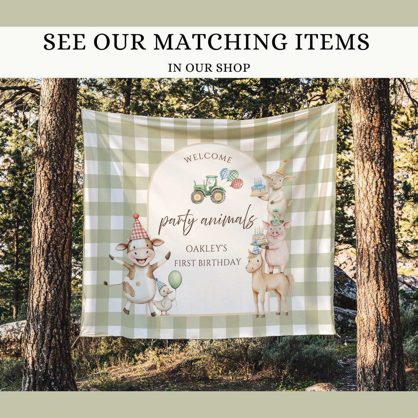 Farm Birthday Invite Barnyard First Birthday Party Decor Party Animals 1st Birthday Bundle Farm Animal Theme Party Country Birthday Decor wall tapestry