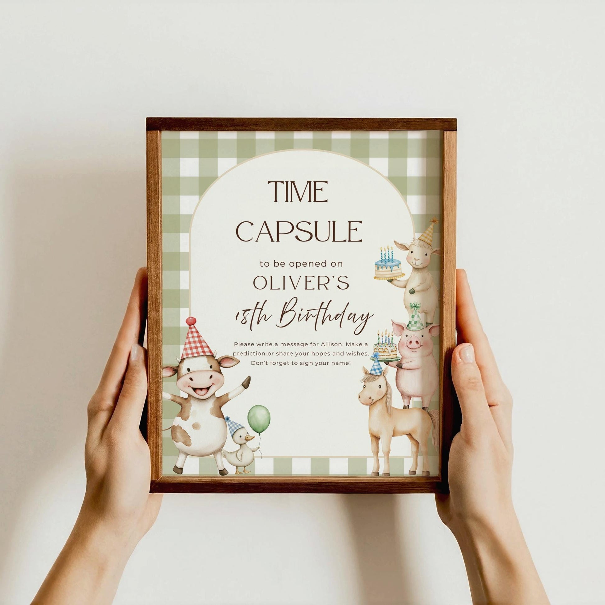 Farm Animal Birthday Time Capsule Sign Barnyard Theme First Birthday Party gender neutral 1st Birthday Party Animals Party Guest Book sign