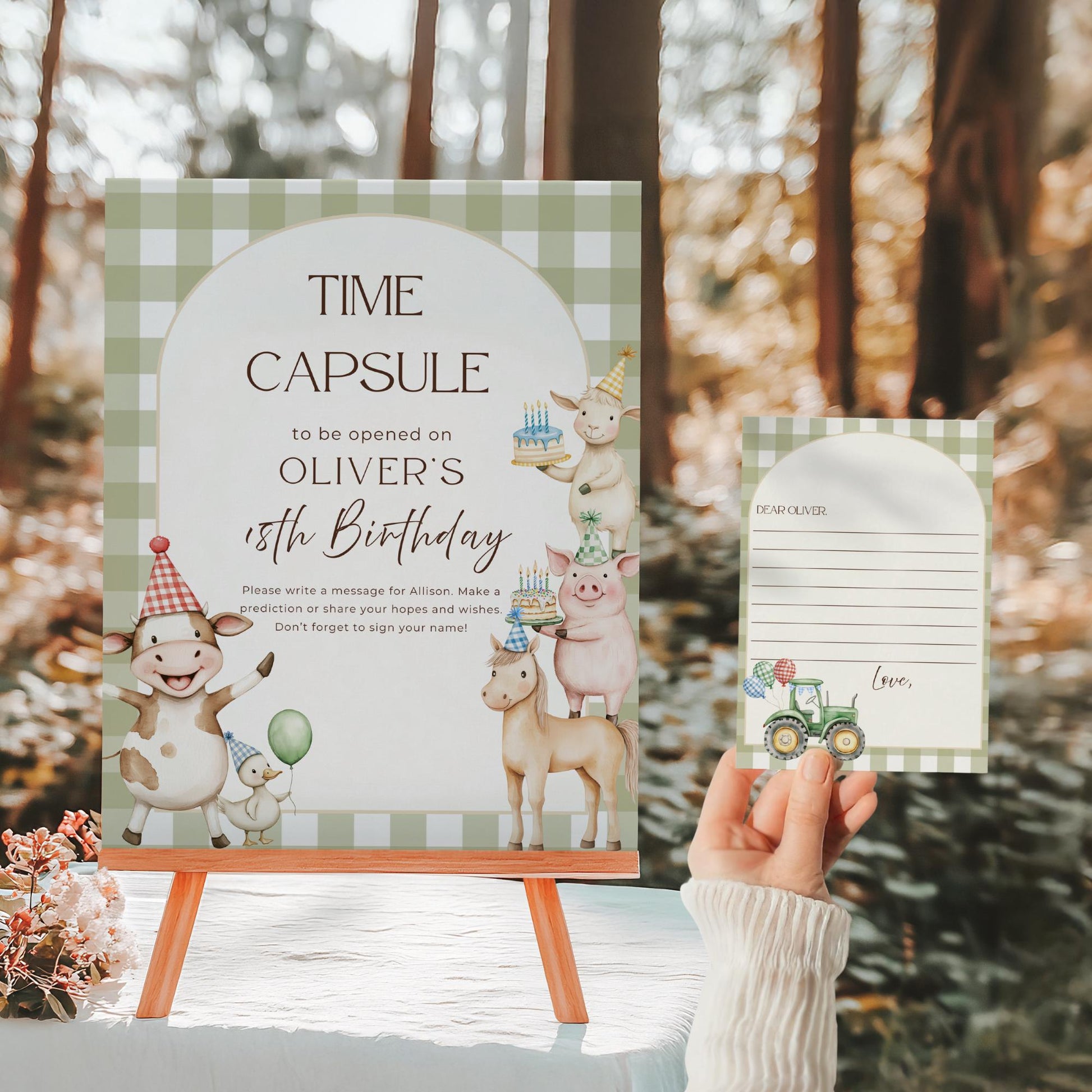 Farm Animal Birthday Time Capsule Sign Barnyard Theme First Birthday Party gender neutral 1st Birthday Party Animals Party Guest Book sign