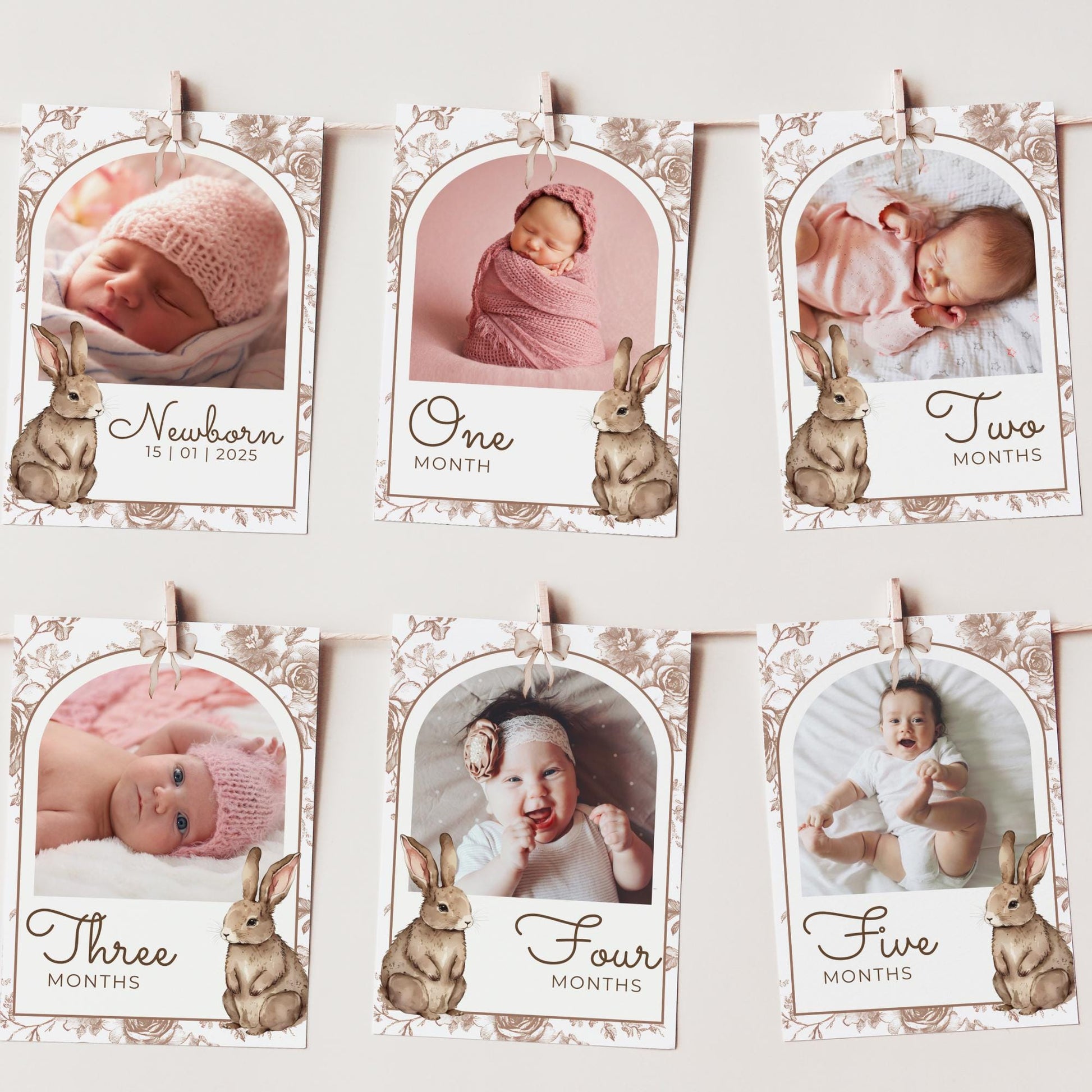 Some Bunny Is One Birthday Photo Milestone Banner Easter Rabbit 1st Birthday Bunting Banner Template Monthly Milestone Photo Collage