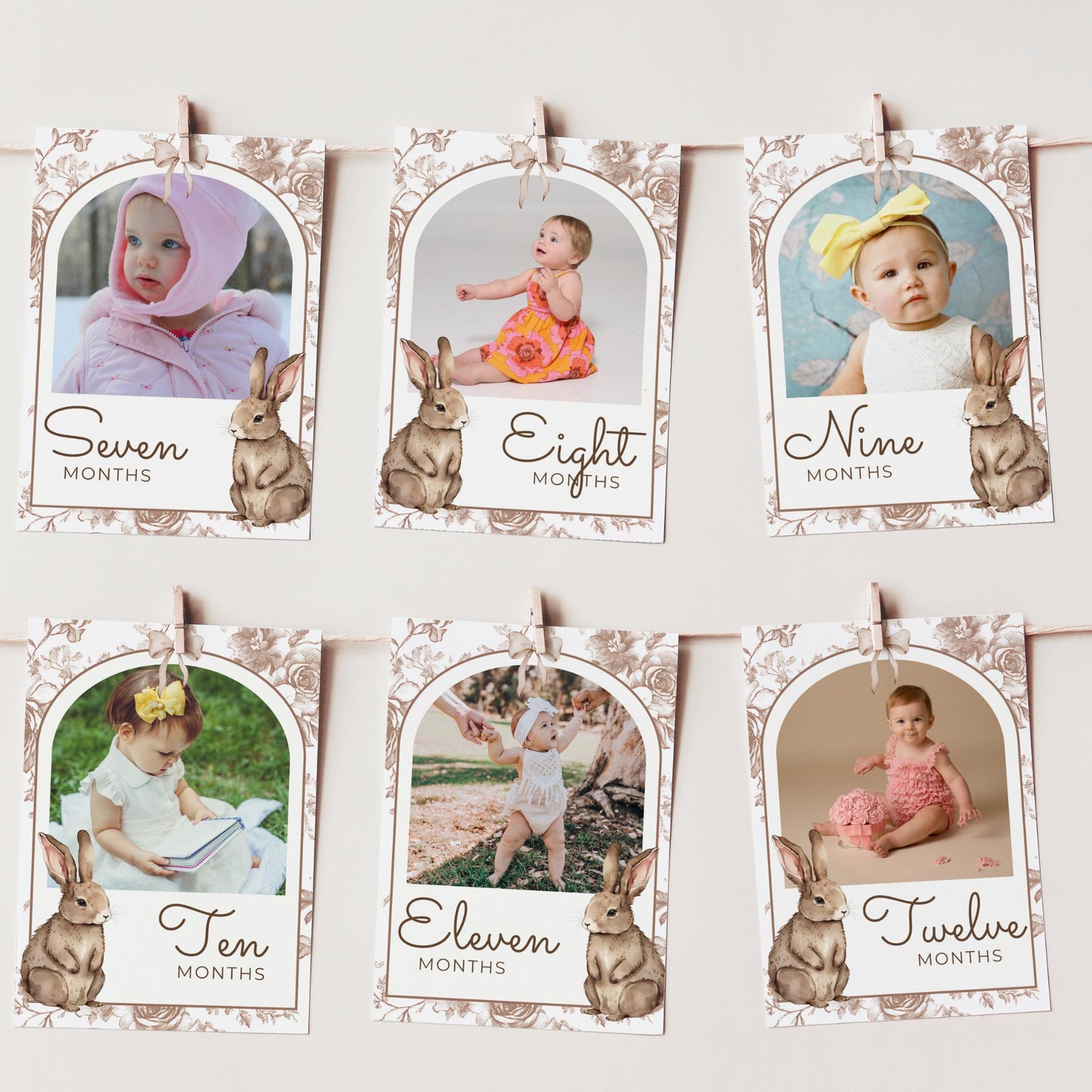 Some Bunny Is One Birthday Photo Milestone Banner Easter Rabbit 1st Birthday Bunting Banner Template Monthly Milestone Photo Collage