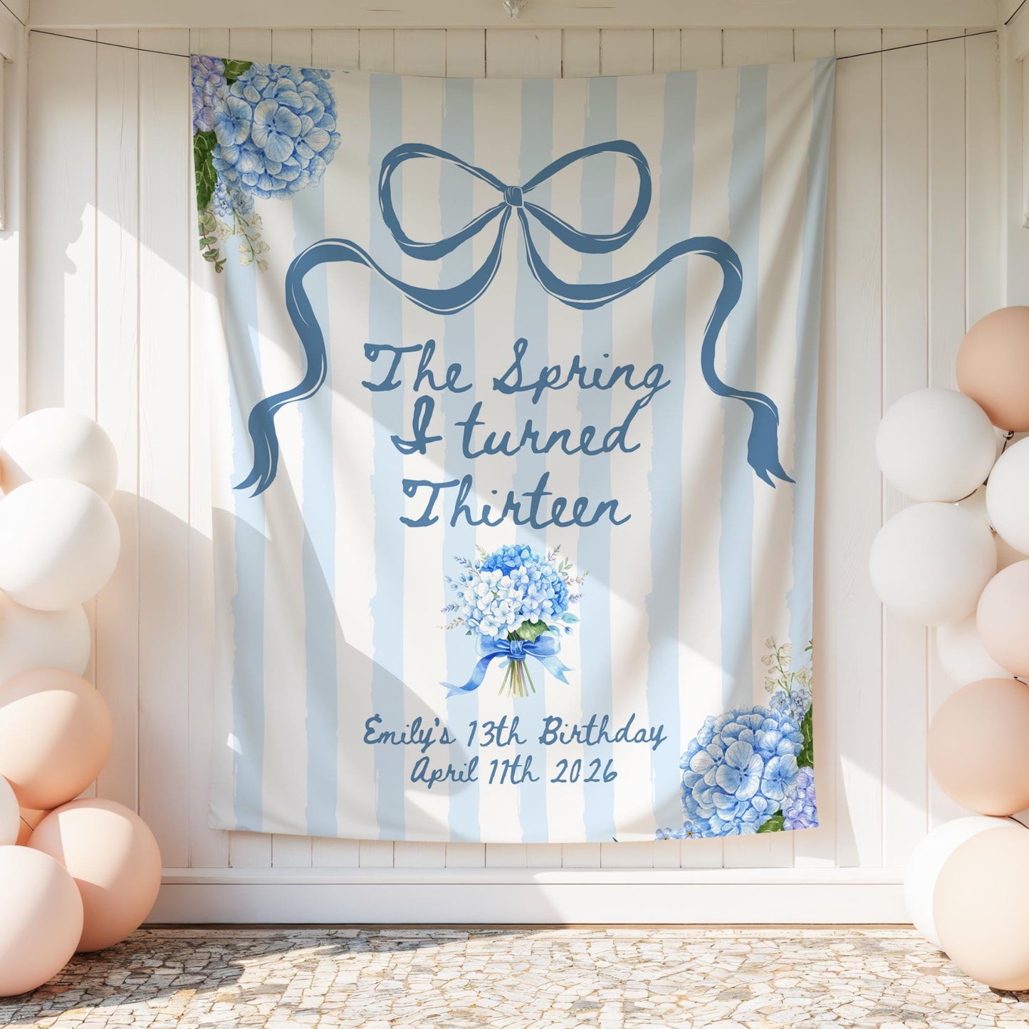 The Spring I turned Birthday Banner Any Age Custom Party Sign Spring Birthday Decor Photo Backdrop Teen Girl Party Supplies Welcome Sign