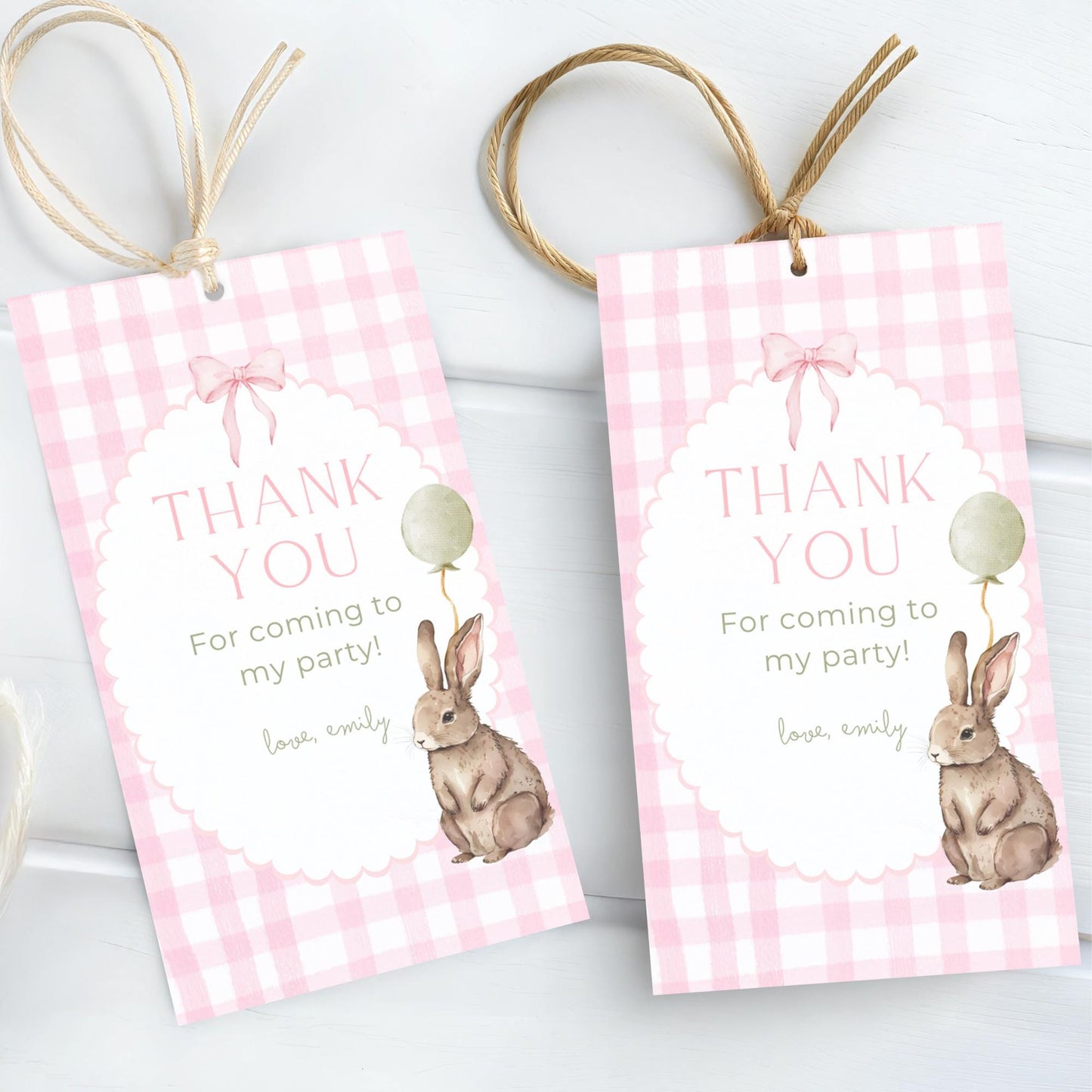 Bunny Birthday Favor Thank You Tag Template Download Some Bunny is One Theme First Birthday Party Printable Favor Gift Tag 1st Birthday