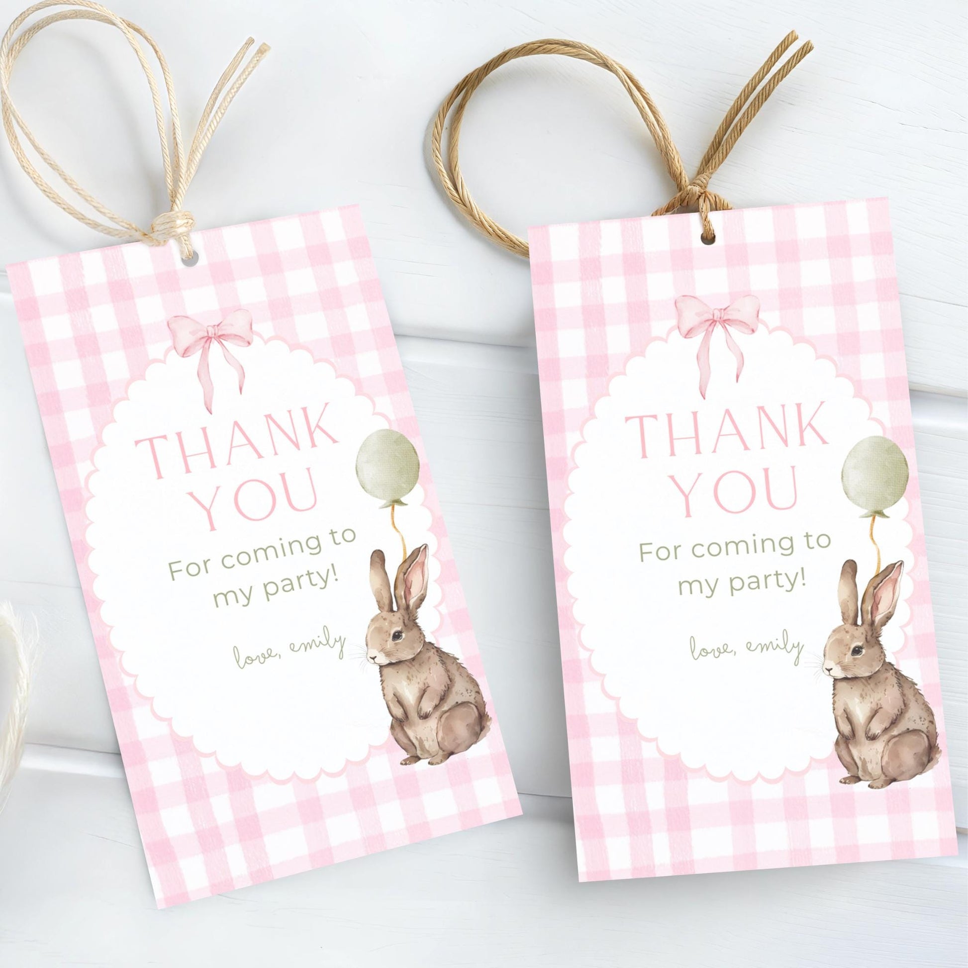 Bunny Birthday Favor Thank You Tag Template Download Some Bunny is One Theme First Birthday Party Printable Favor Gift Tag 1st Birthday