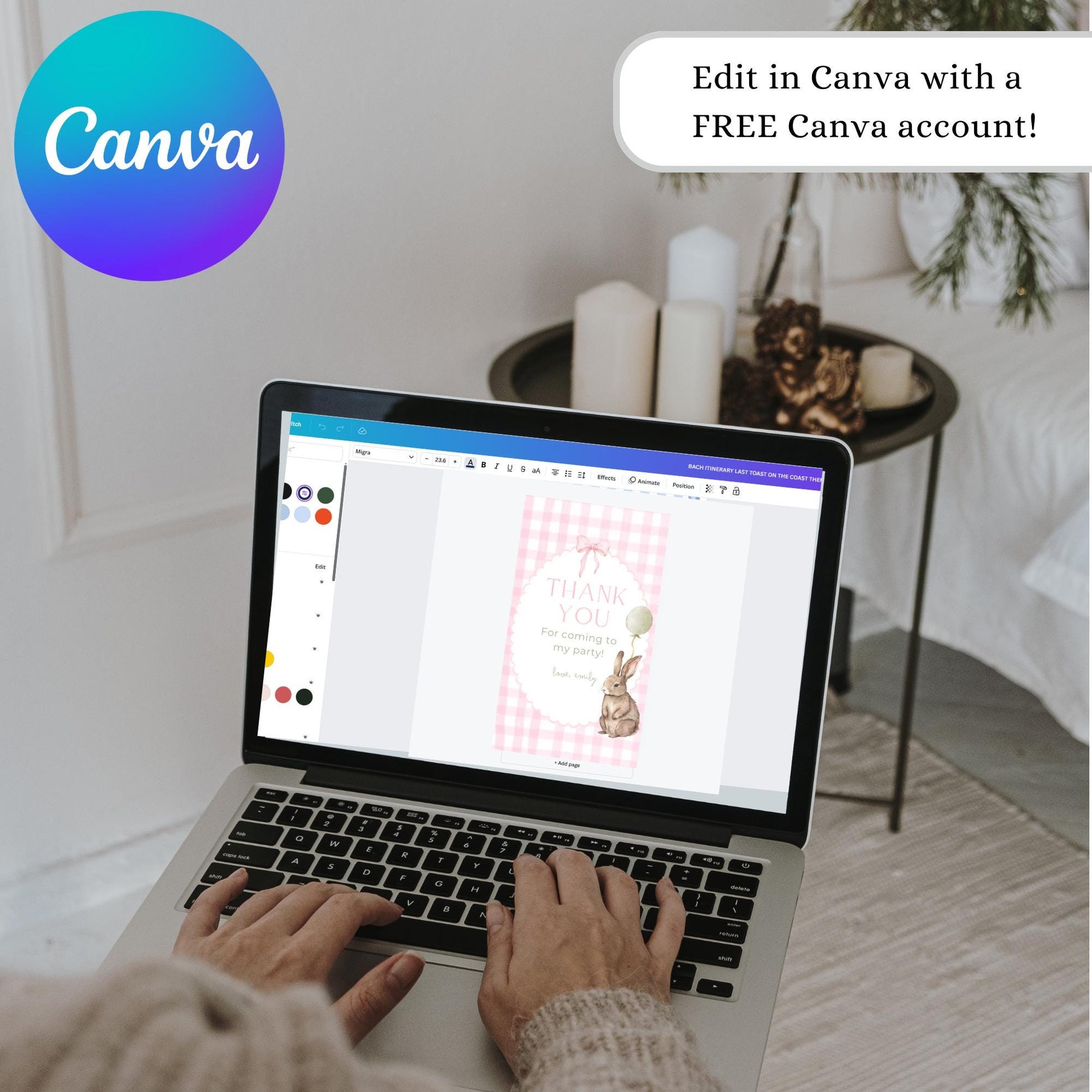 Bunny Birthday Favor Thank You Tag Template Download Some Bunny is One Theme First Birthday Party Printable Favor Gift Tag 1st Birthday