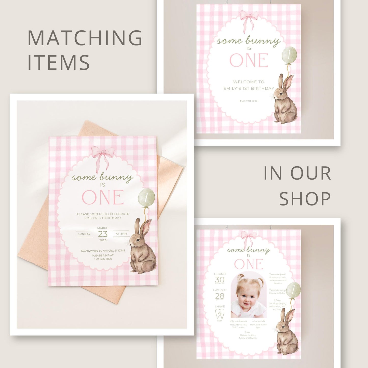 Some Bunny Is One Birthday Photo Milestone Banner Easter Rabbit 1st Birthday Bunting Banner Template Monthly Milestone Cards First Birthday