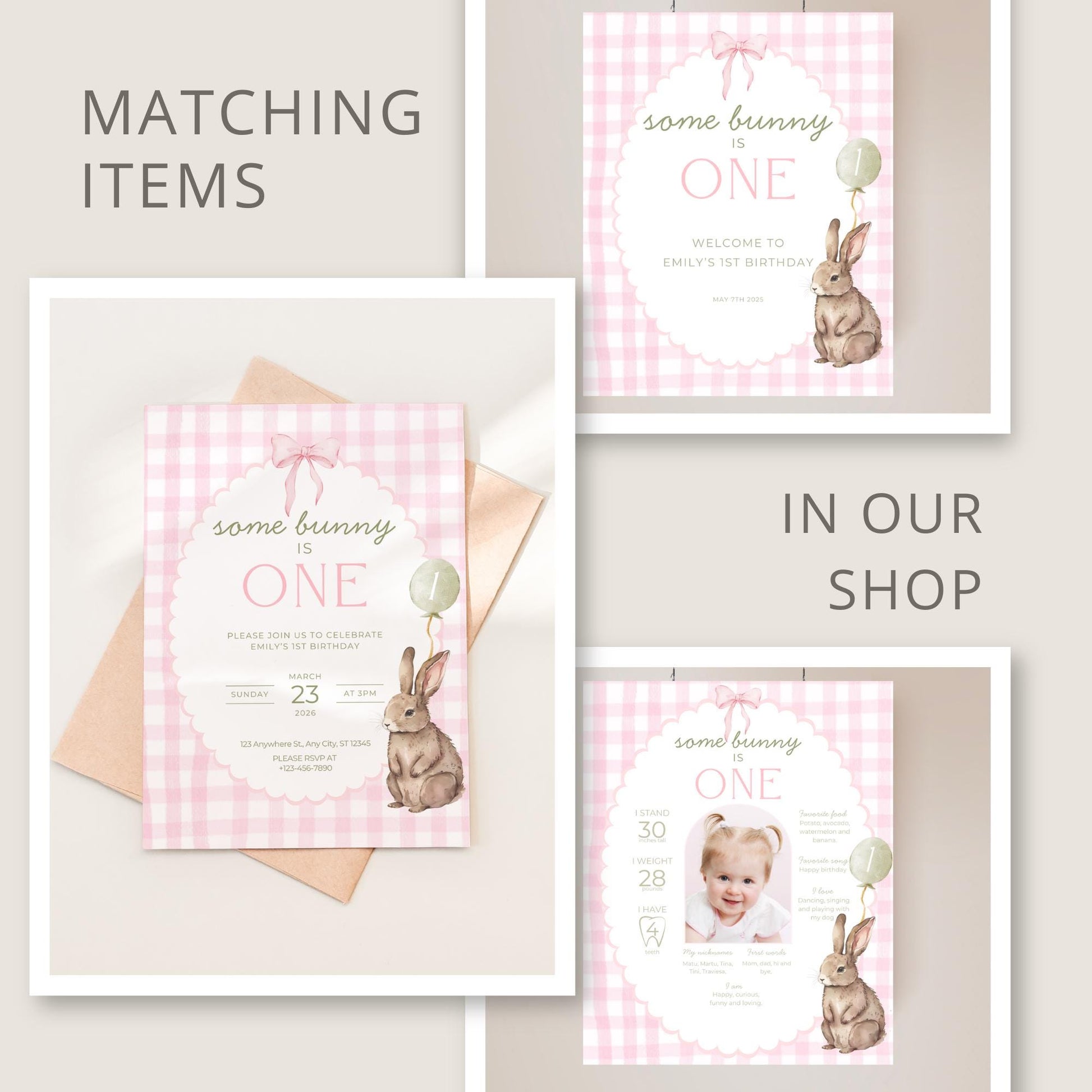 Some Bunny Is One Birthday Photo Milestone Banner Easter Rabbit 1st Birthday Bunting Banner Template Monthly Milestone Cards First Birthday