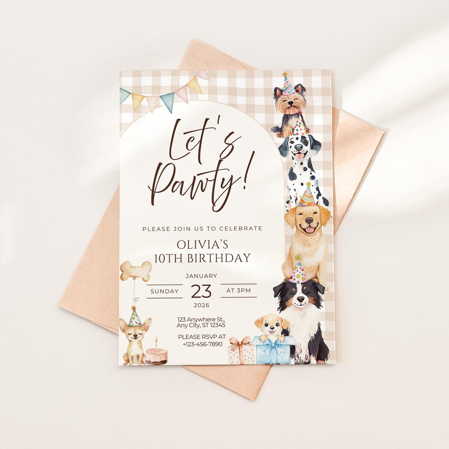 Let's Pawty Birthday Invitation Puppy Dog Birthday Invitation Dog Theme Editable Invitation Puppy Party Evite Bundle