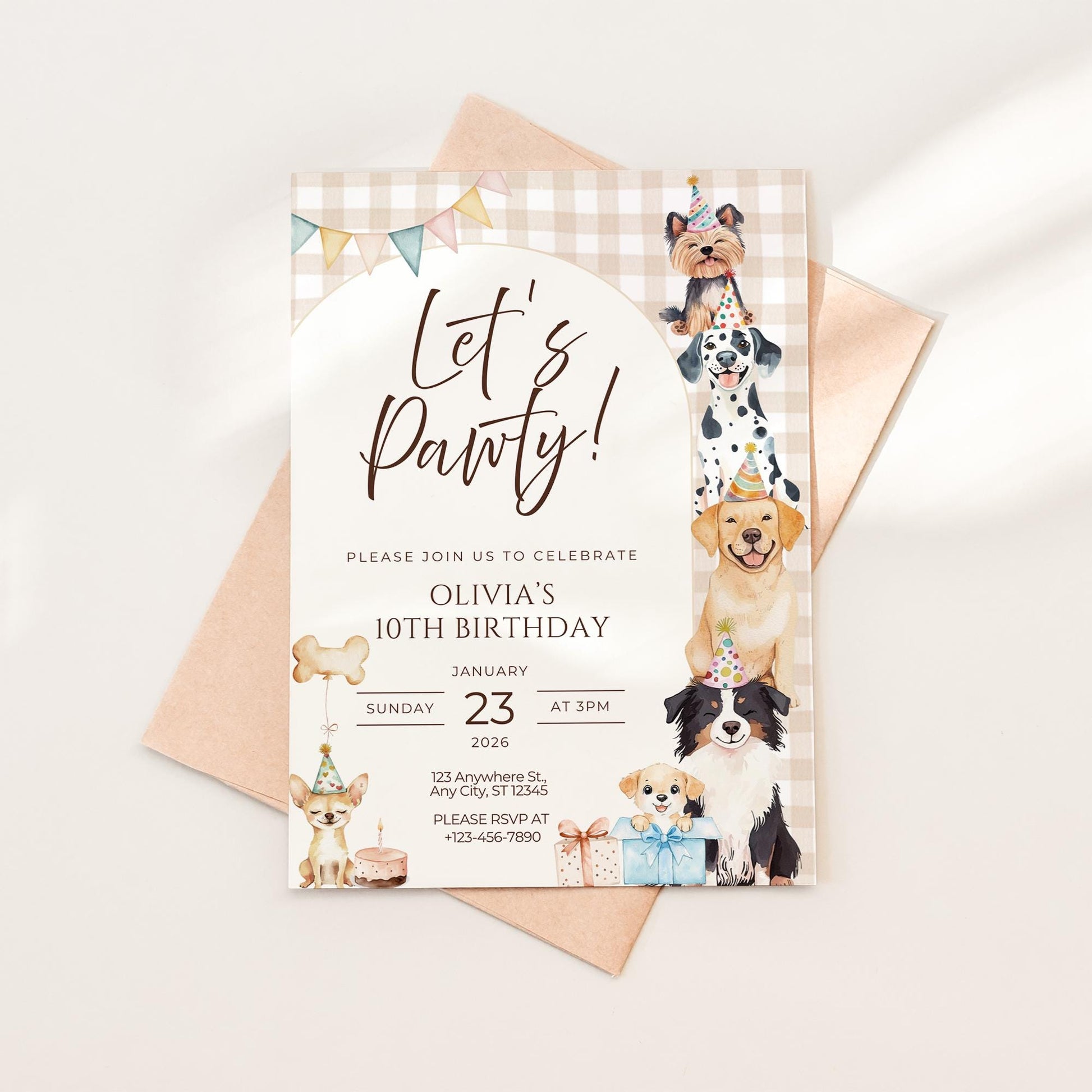 Let's Pawty Birthday Invitation Puppy Dog Birthday Invitation Dog Theme Editable Invitation Puppy Party Evite Bundle