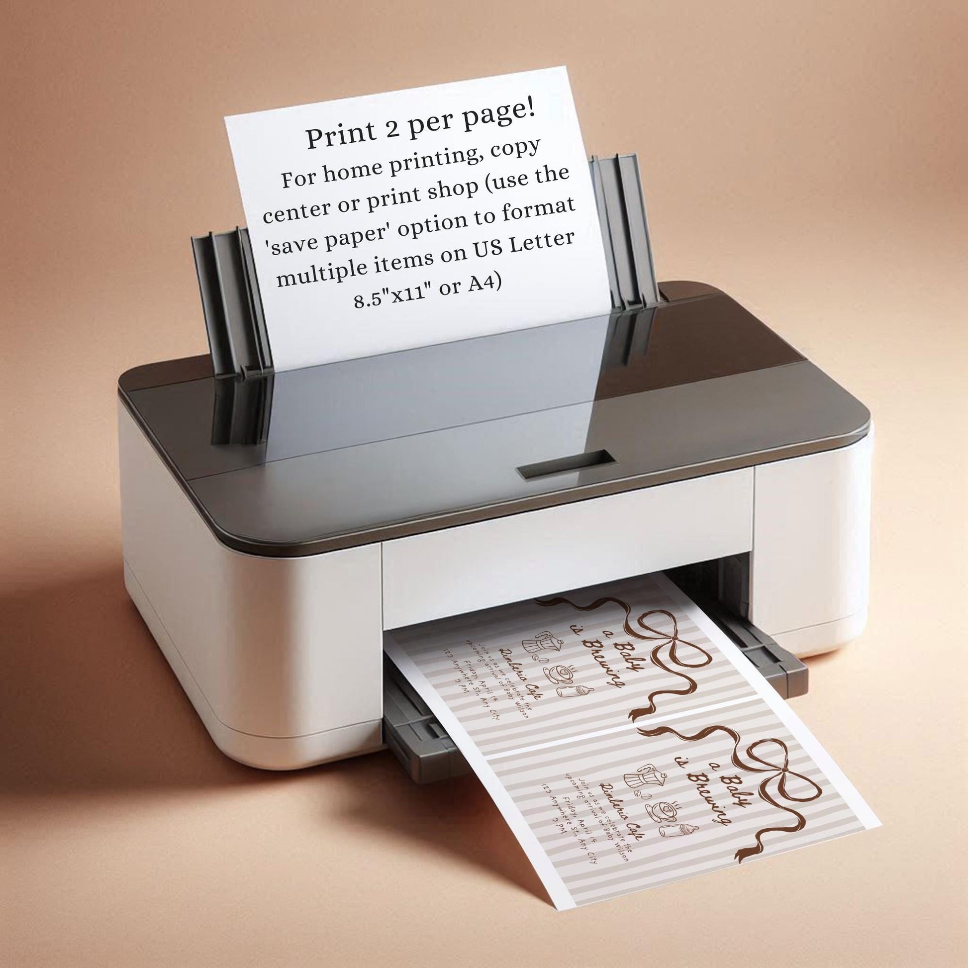 A Baby is Brewing Coffee Baby Shower Invite Editable Template Gender Neutral Digital Download Invitation Hand Drawn Whimsical Bow