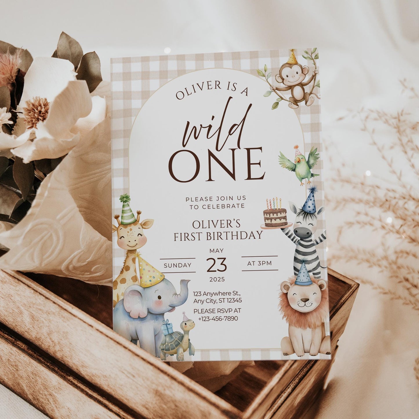 Wild One Birthday Invitation Safari Animal Birthday Invitation 1st Birthday Invite Zoo First Birthday Jungle Party Calling all party animals