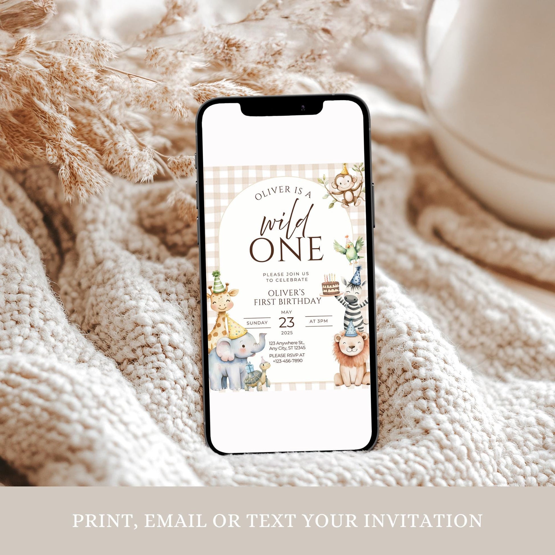 Wild One Birthday Invitation Safari Animal Birthday Invitation 1st Birthday Invite Zoo First Birthday Jungle Party Calling all party animals