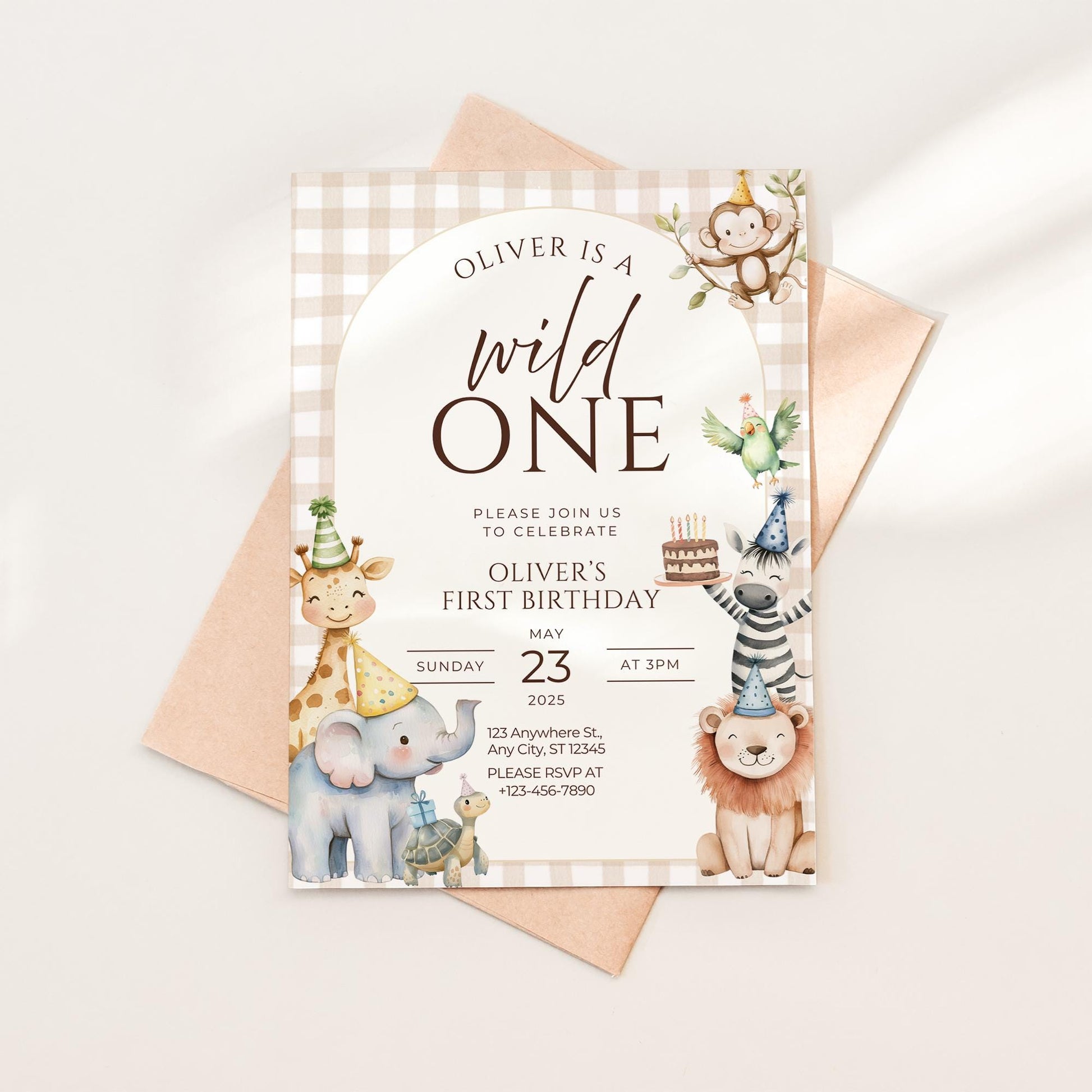 Wild One Birthday Invitation Safari Animal Birthday Invitation 1st Birthday Invite Zoo First Birthday Jungle Party Calling all party animals