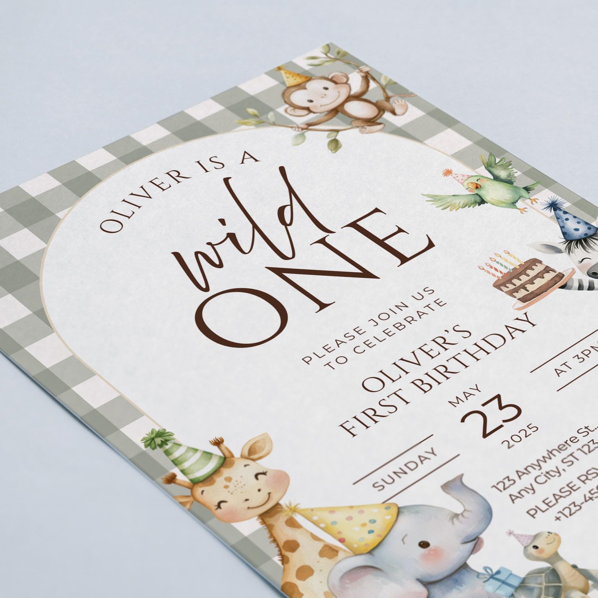 Wild One Birthday Invitation Safari Animal Birthday Invitation 1st Birthday Invite Zoo First Birthday Jungle Party Calling all party animals