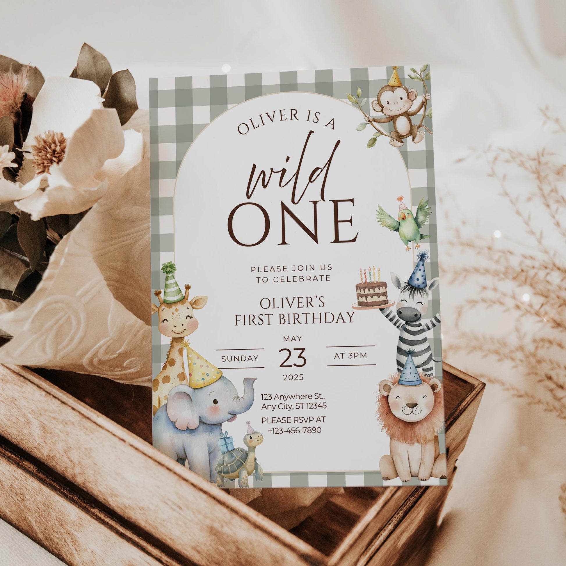 Wild One Birthday Invitation Safari Animal Birthday Invitation 1st Birthday Invite Zoo First Birthday Jungle Party Calling all party animals