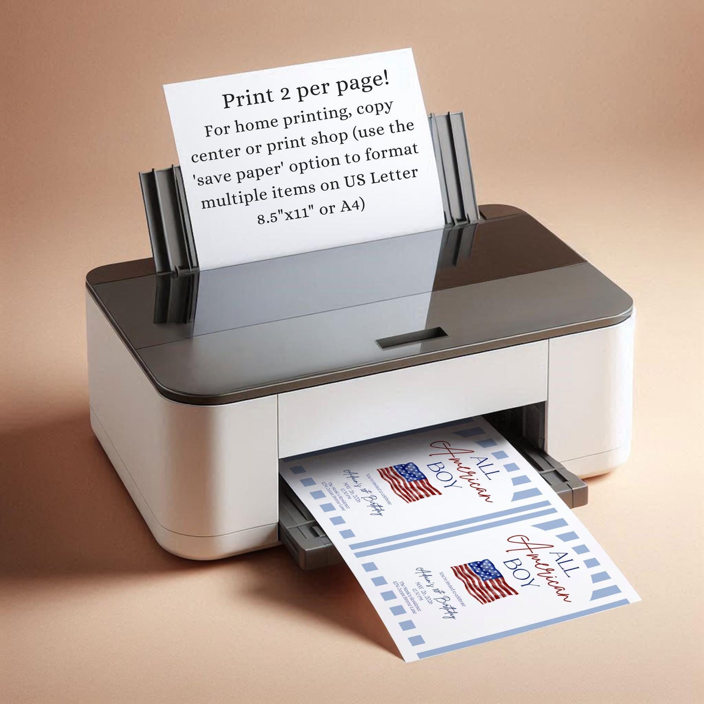 All American Boy Birthday Invitation Red White and Blue Party Decor Patriotic Themed Invite 4th of July Bday All American Girl