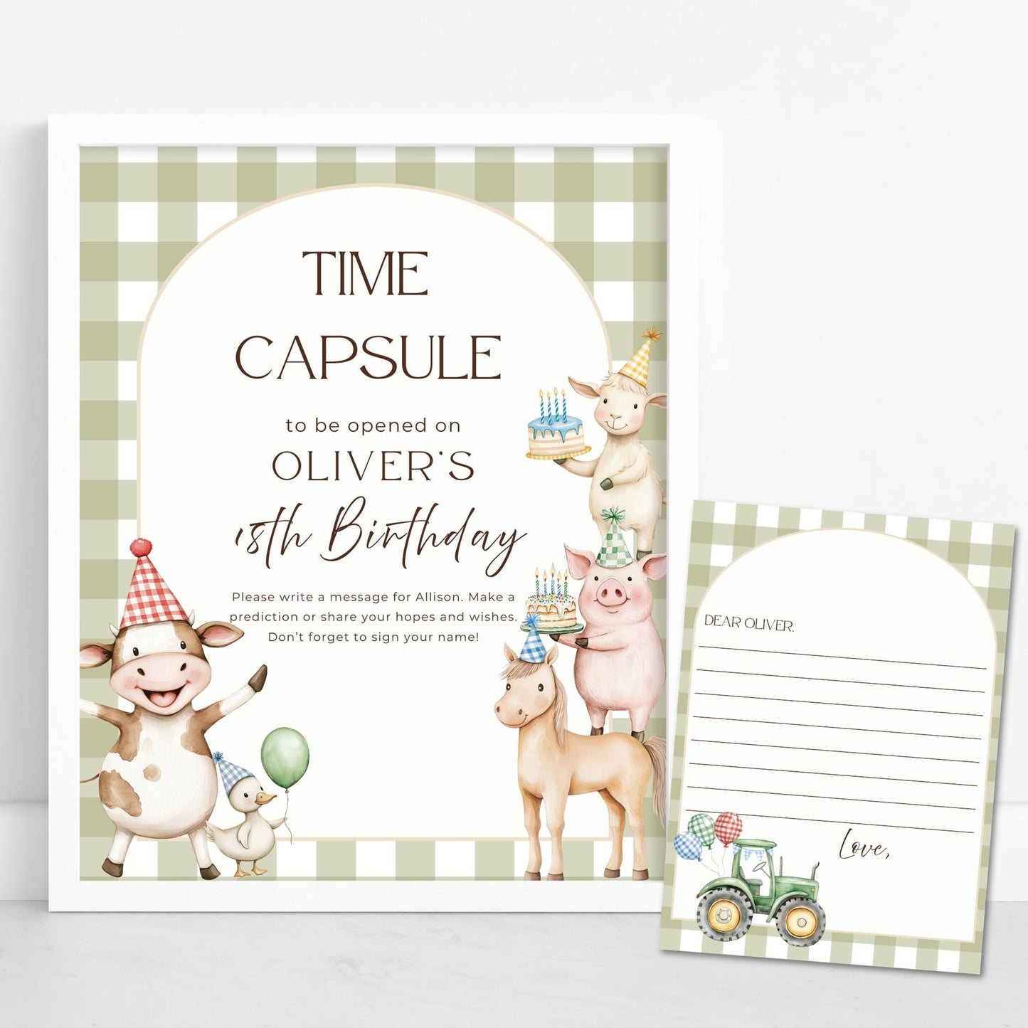 Farm Animal Birthday Time Capsule Sign Barnyard Theme First Birthday Party gender neutral 1st Birthday Party Animals Party Guest Book sign