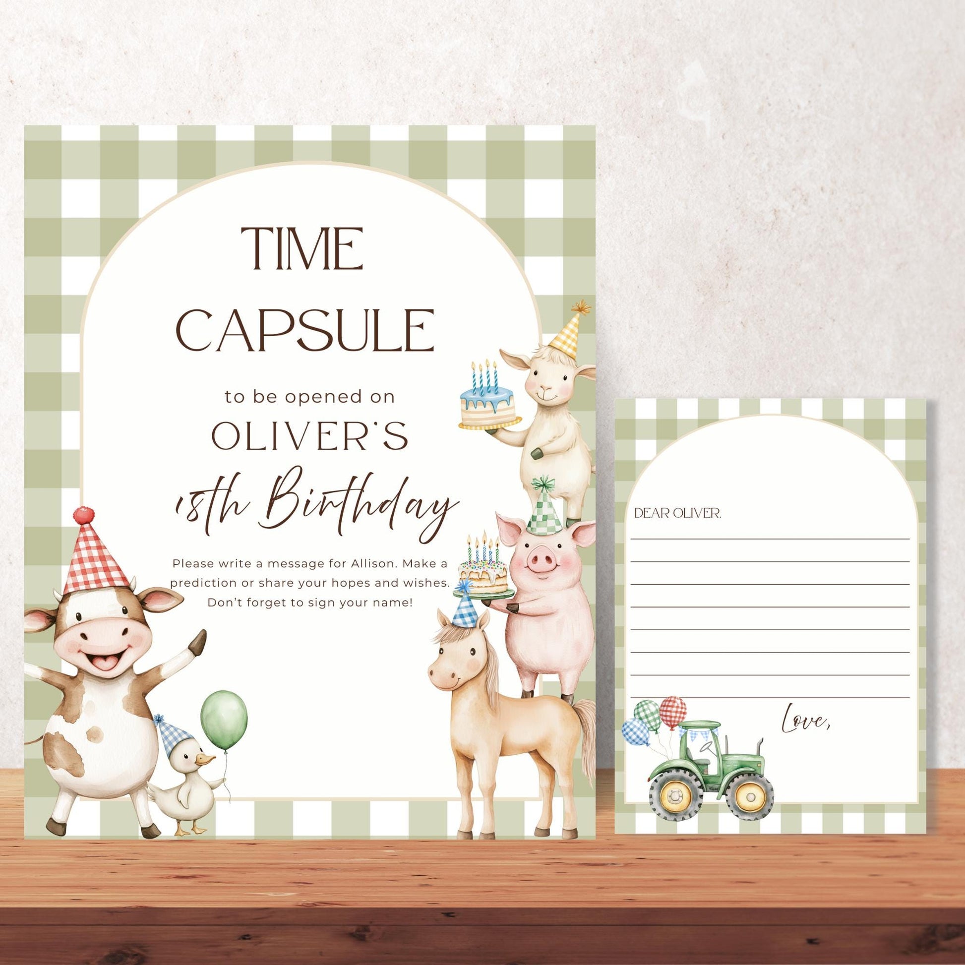 Farm Animal Birthday Time Capsule Sign Barnyard Theme First Birthday Party gender neutral 1st Birthday Party Animals Party Guest Book sign
