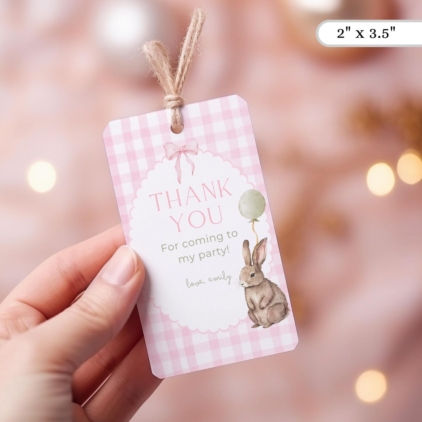 Bunny Birthday Favor Thank You Tag Template Download Some Bunny is One Theme First Birthday Party Printable Favor Gift Tag 1st Birthday