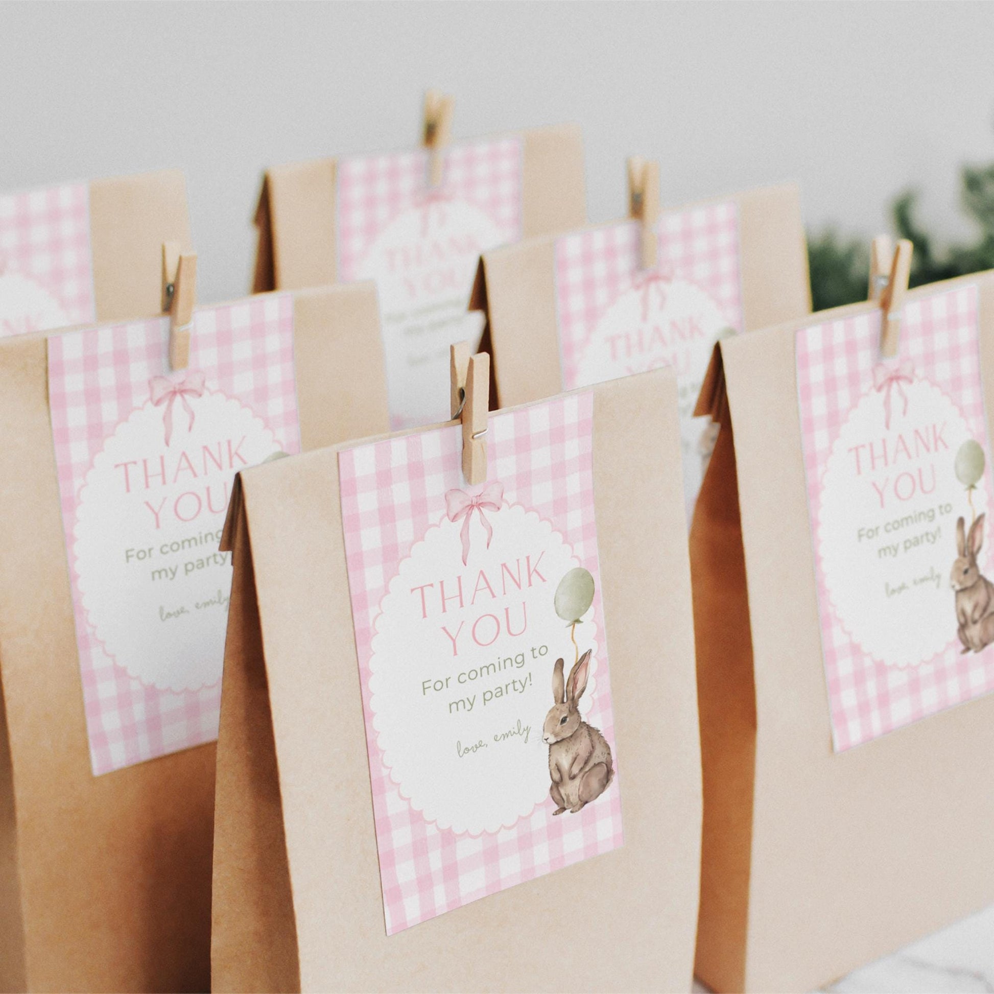 Bunny Birthday Favor Thank You Tag Template Download Some Bunny is One Theme First Birthday Party Printable Favor Gift Tag 1st Birthday