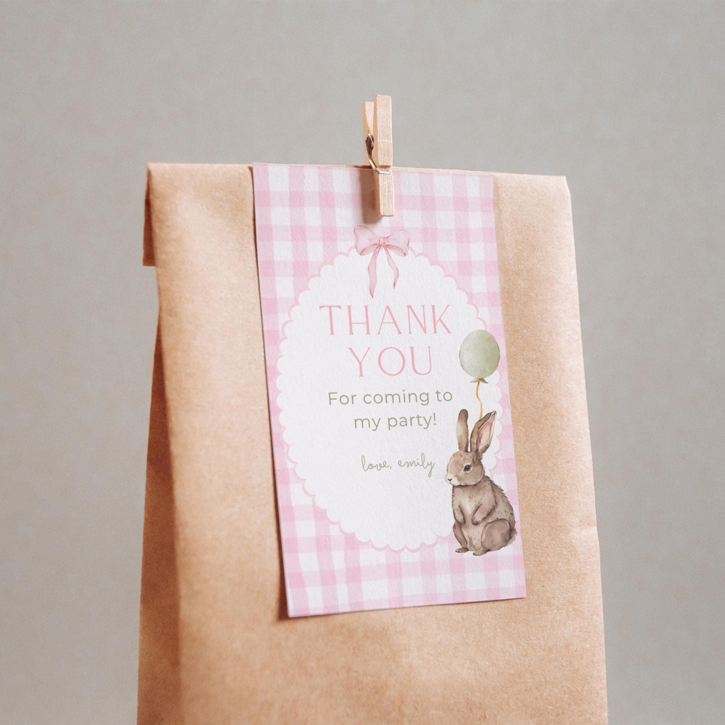 Bunny Birthday Favor Thank You Tag Template Download Some Bunny is One Theme First Birthday Party Printable Favor Gift Tag 1st Birthday