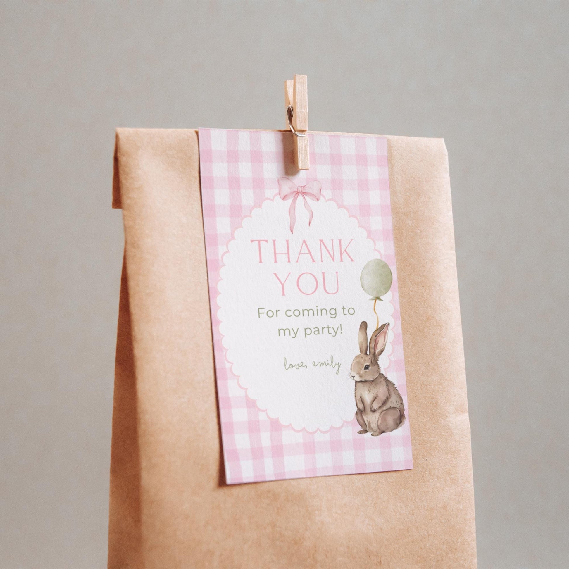 Bunny Birthday Favor Thank You Tag Template Download Some Bunny is One Theme First Birthday Party Printable Favor Gift Tag 1st Birthday