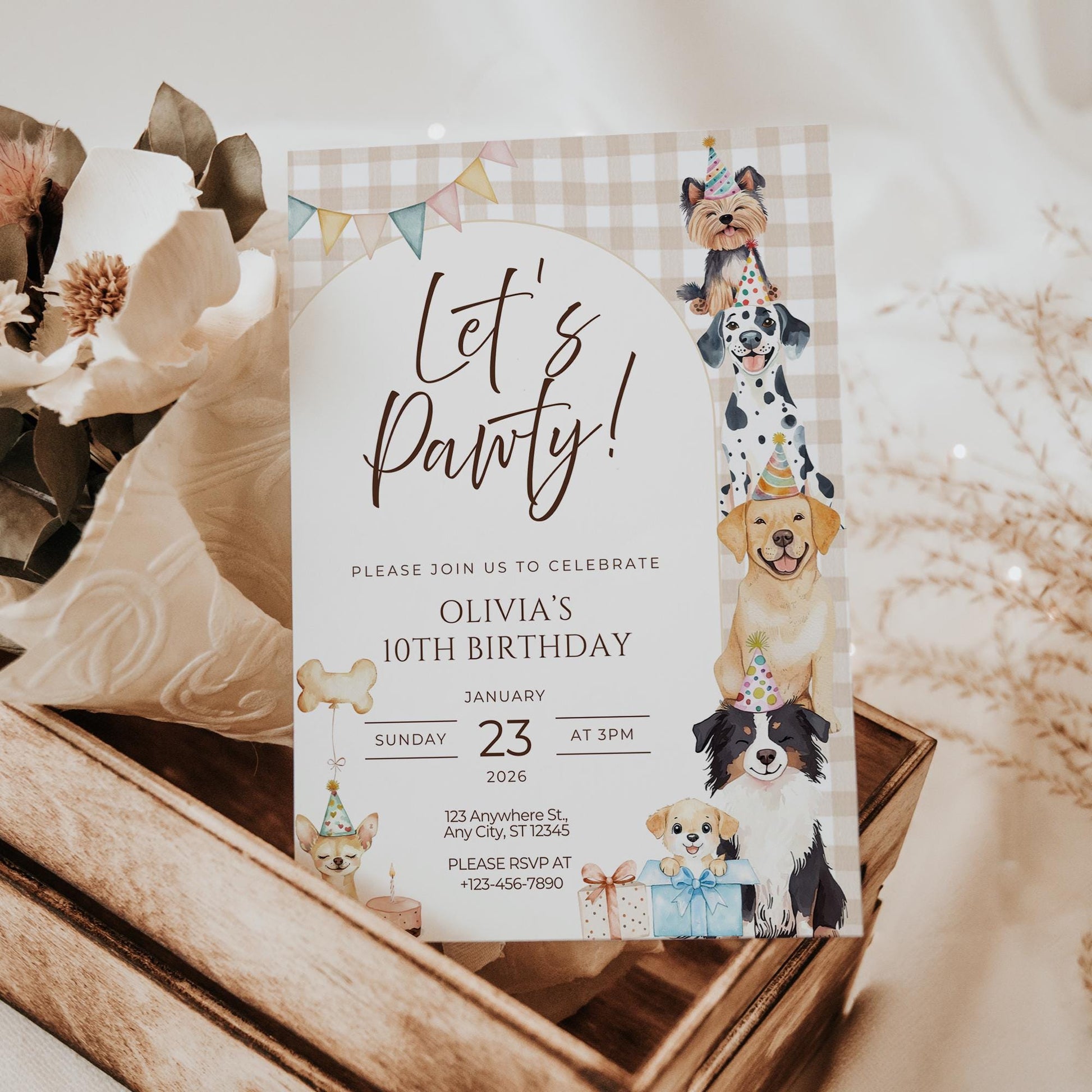 Let's Pawty Birthday Invitation Puppy Dog Birthday Invitation Dog Theme Editable Invitation Puppy Party Evite Bundle