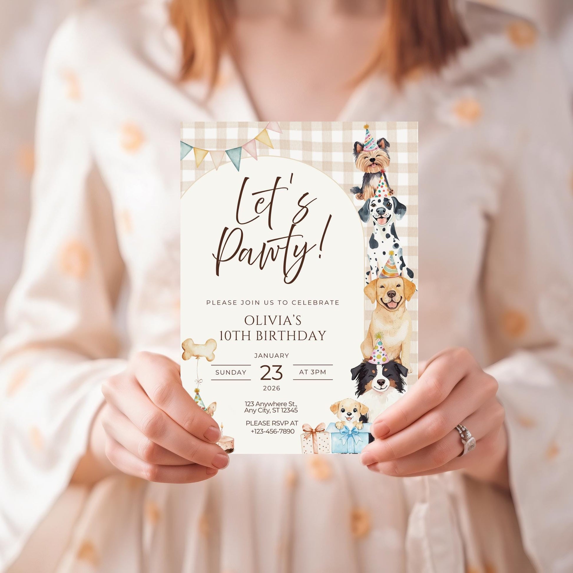 Let's Pawty Birthday Invitation Puppy Dog Birthday Invitation Dog Theme Editable Invitation Puppy Party Evite Bundle