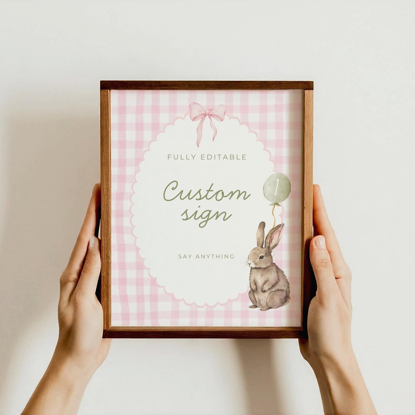 Some Bunny is One Birthday Editable Custom Sign Easter Theme 1st Birthday Sign Rabbit First Birthday Table Sign Pink Bow party decor