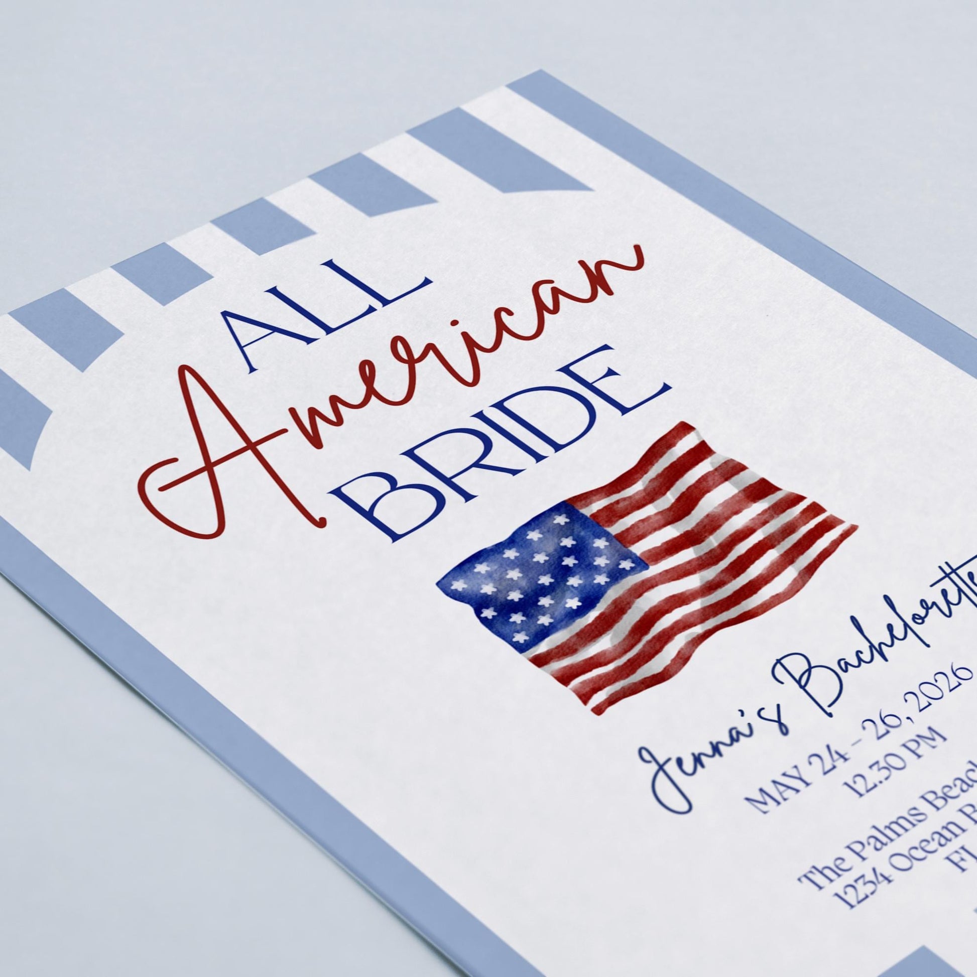 All American Bride Bachelorette Invitation and Itinerary Independence Day Bach Invite 4th of July Bachelorette Weekend Evite Printable Canva
