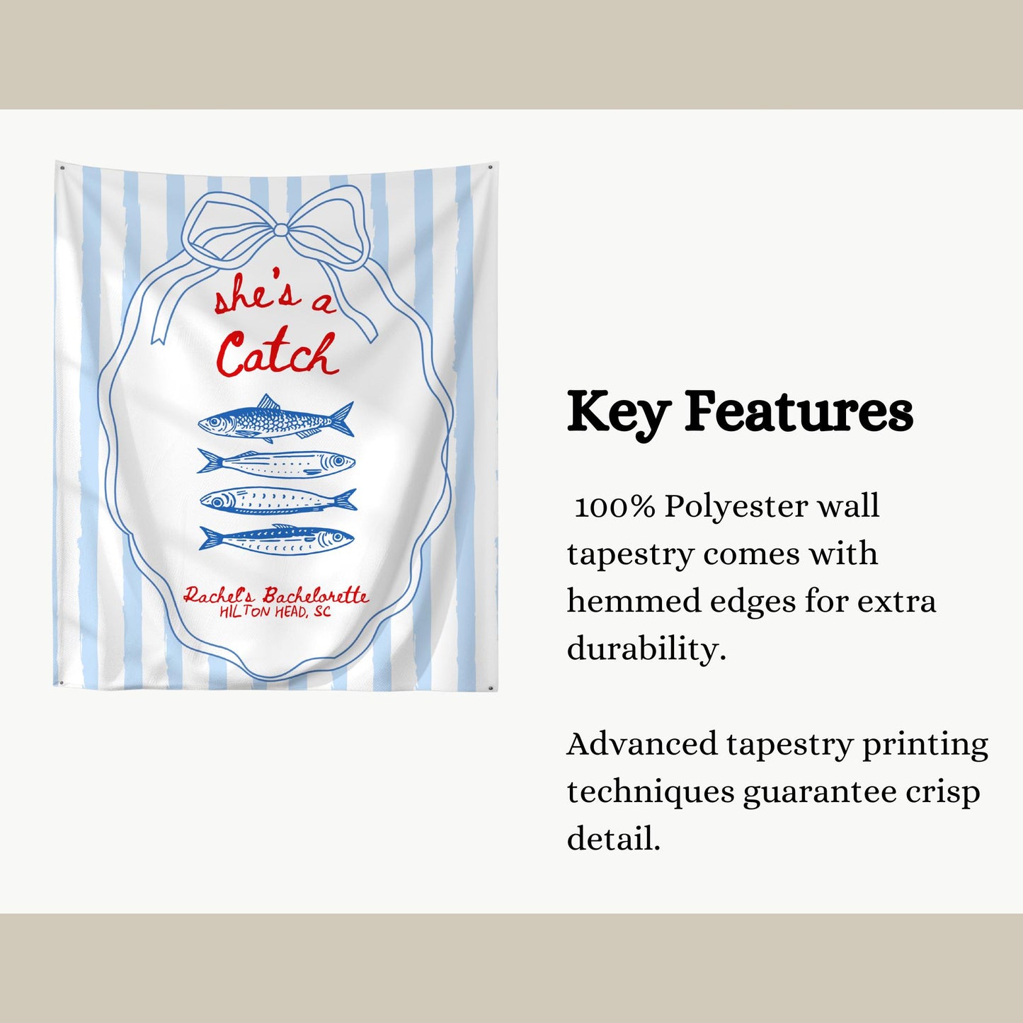 She's a Catch Bachelorette Banner Custom Fishing Theme Bachelorette Decor East Coast Bridal Shower Photo Backdrop Coastal Bachelorette Sign