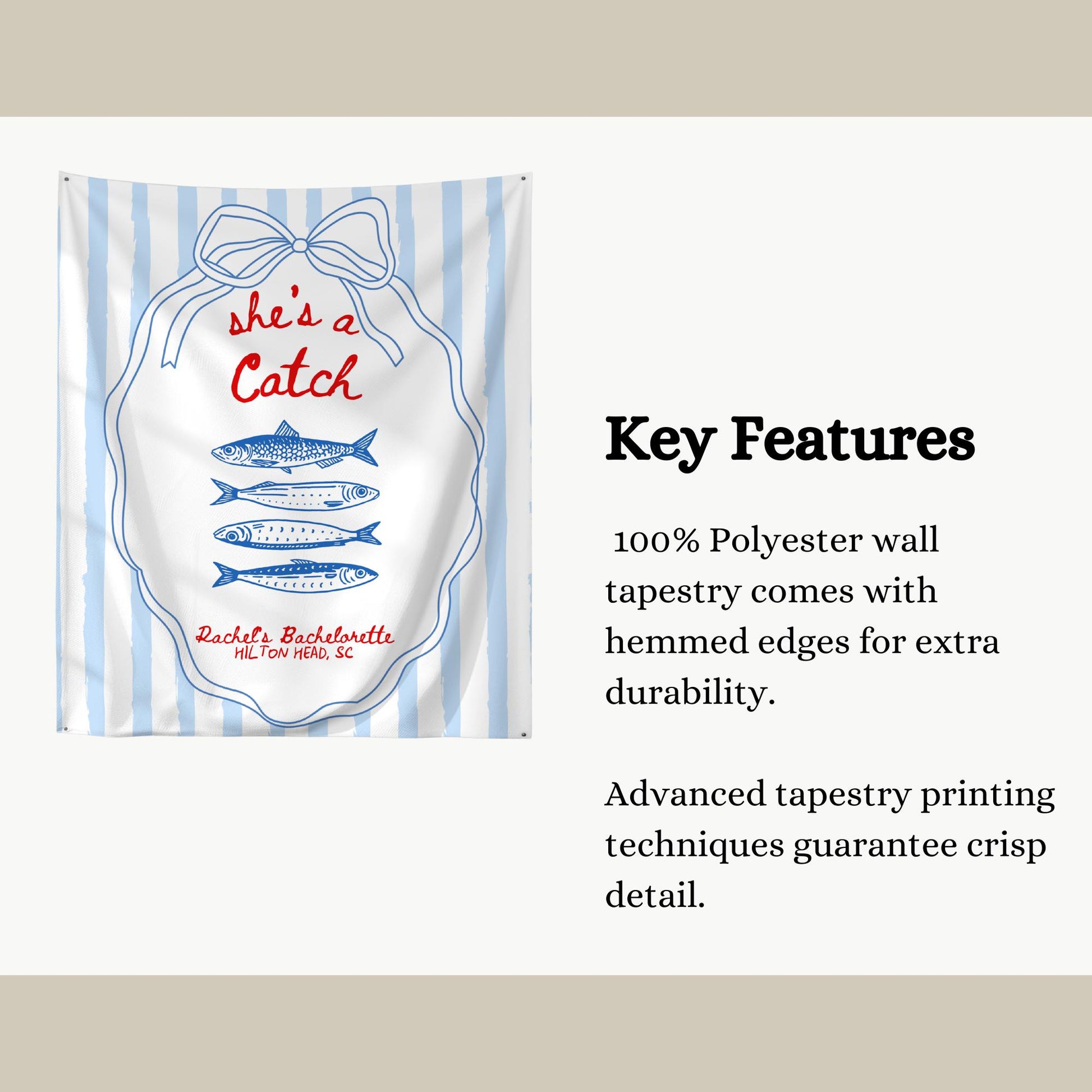 She's a Catch Bachelorette Banner Custom Fishing Theme Bachelorette Decor East Coast Bridal Shower Photo Backdrop Coastal Bachelorette Sign