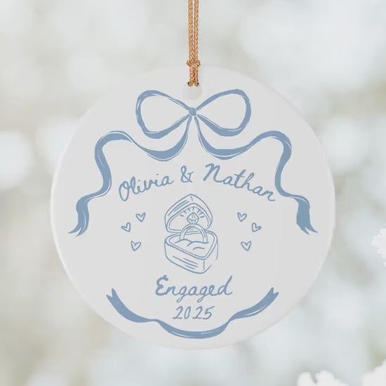 Holiday Ornament Gift Engagement Ceramic Christmas Ornament Engagement Ornament Couples Ornament Personalized First Christmas Engaged