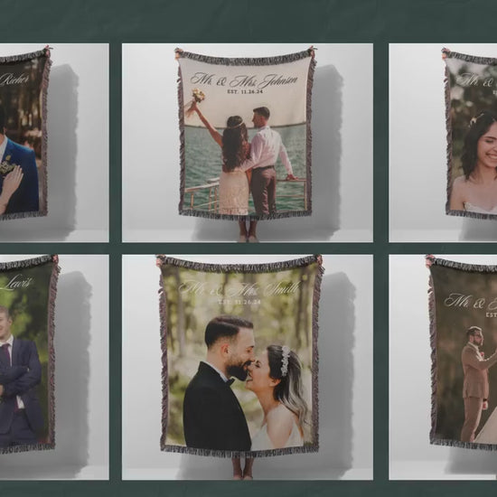 Personalized Photo Custom Tapestry Woven Cotton Throw Wedding Anniversary Blanket Custom Woven Throw Blanket Personalized Couples Gift