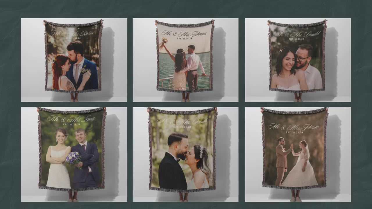 Personalized Photo Custom Tapestry Woven Cotton Throw Wedding Anniversary Blanket Custom Woven Throw Blanket Personalized Couples Gift