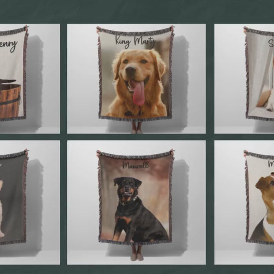 Custom Dog Photo Blanket Dog Memorial Gift Pet Sympathy Gift Christmas Keepsake Dog Loss Gift Paw Print Blanket Pet picture Woven Throw