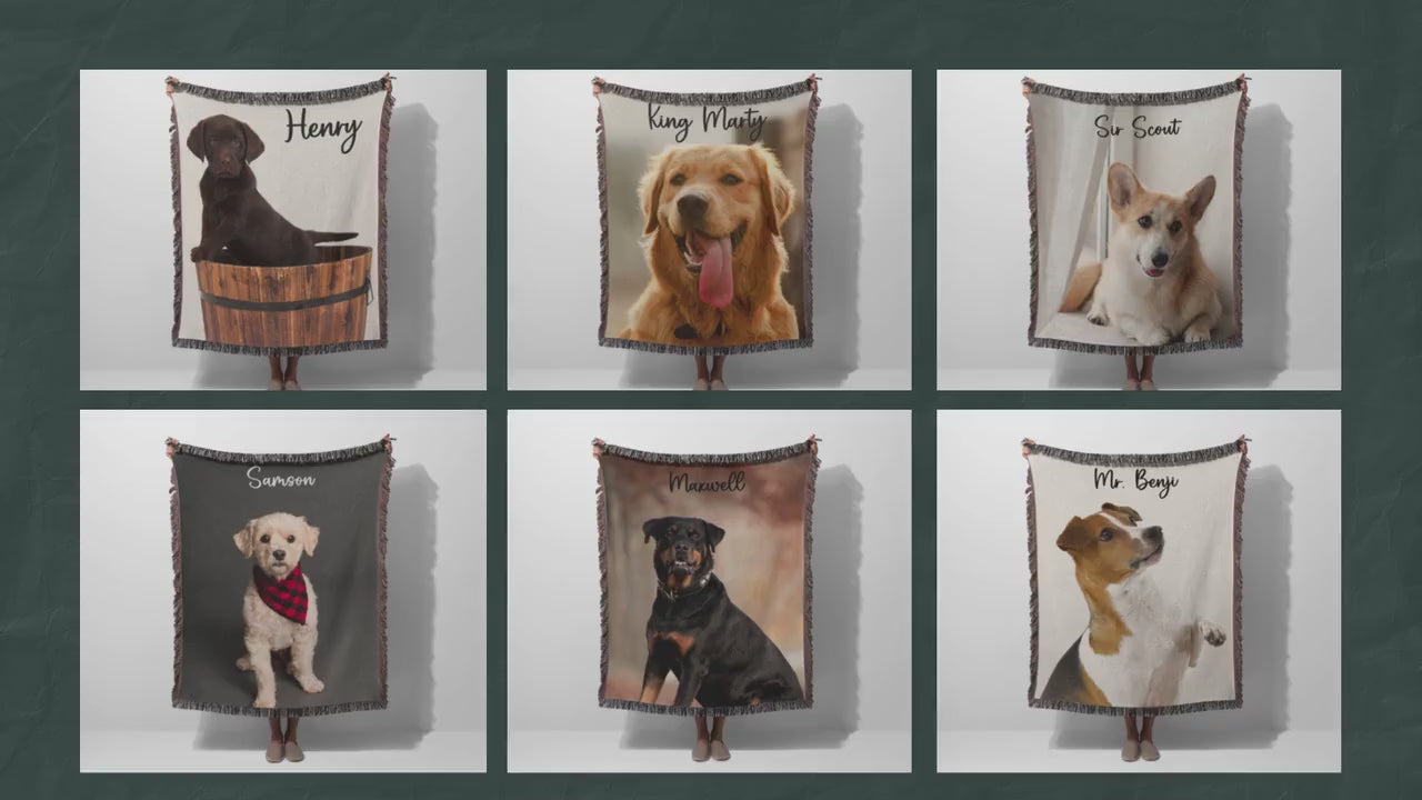Custom Dog Photo Blanket Dog Memorial Gift Pet Sympathy Gift Christmas Keepsake Dog Loss Gift Paw Print Blanket Pet picture Woven Throw