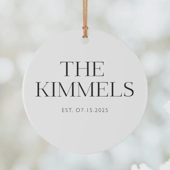 Personalized Married Ornament Wedding Keepsake with Names & Date Newlywed Christmas Gift Ceramic Engagement or Anniversary Ornament