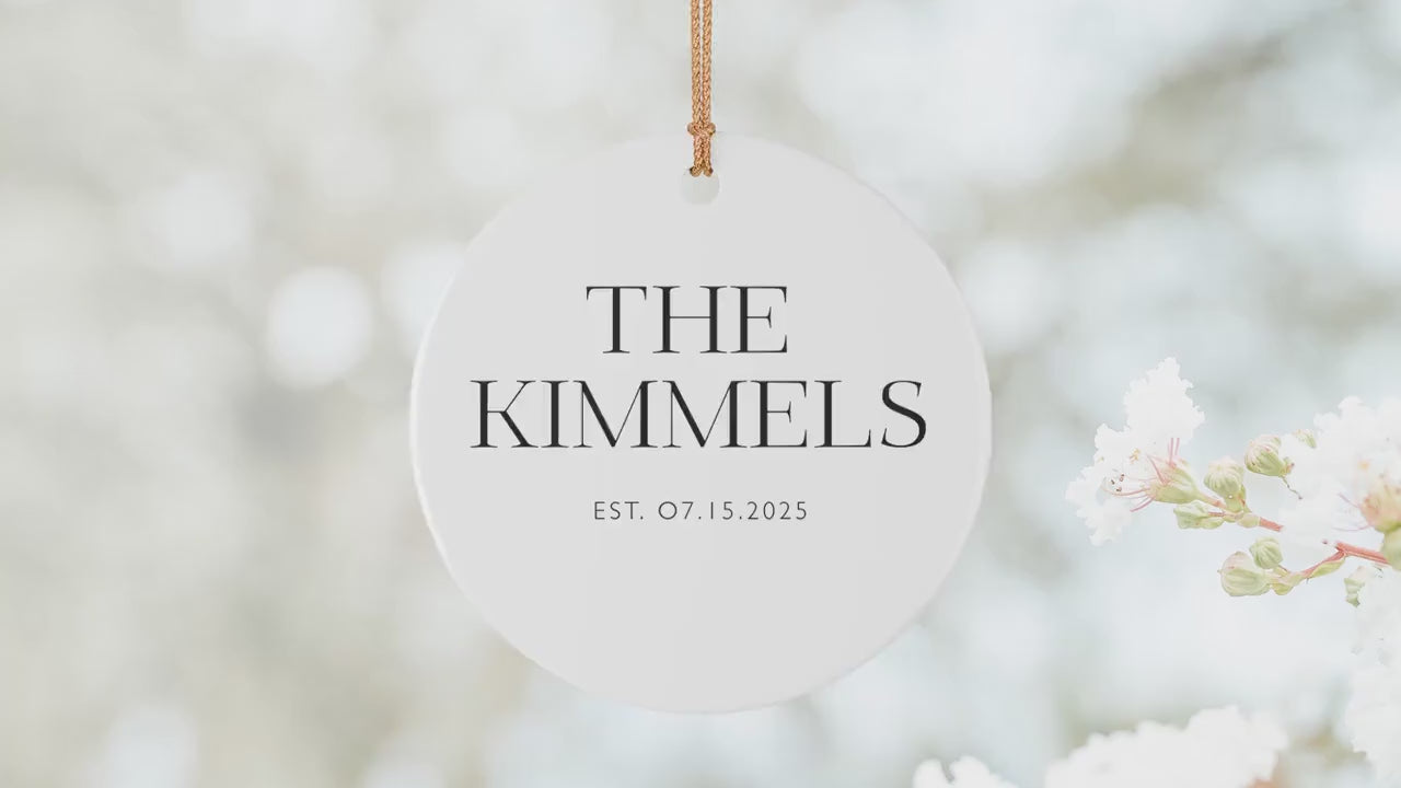 Personalized Married Ornament Wedding Keepsake with Names & Date Newlywed Christmas Gift Ceramic Engagement or Anniversary Ornament